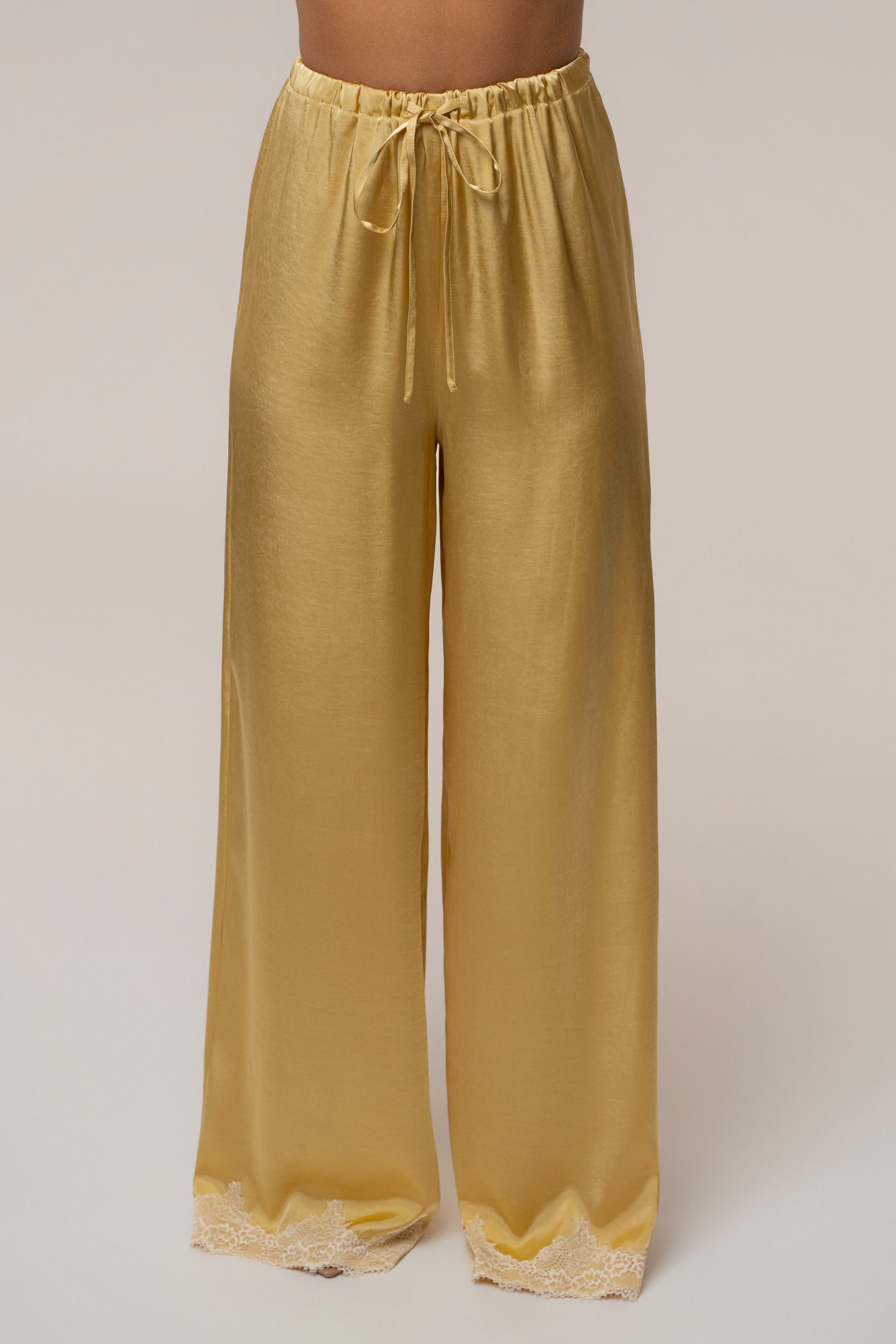 Yellow Laguna Breeze Pant Set by JLUXLABEL featuring relaxed fit pants and a matching top, perfect for casual wear.