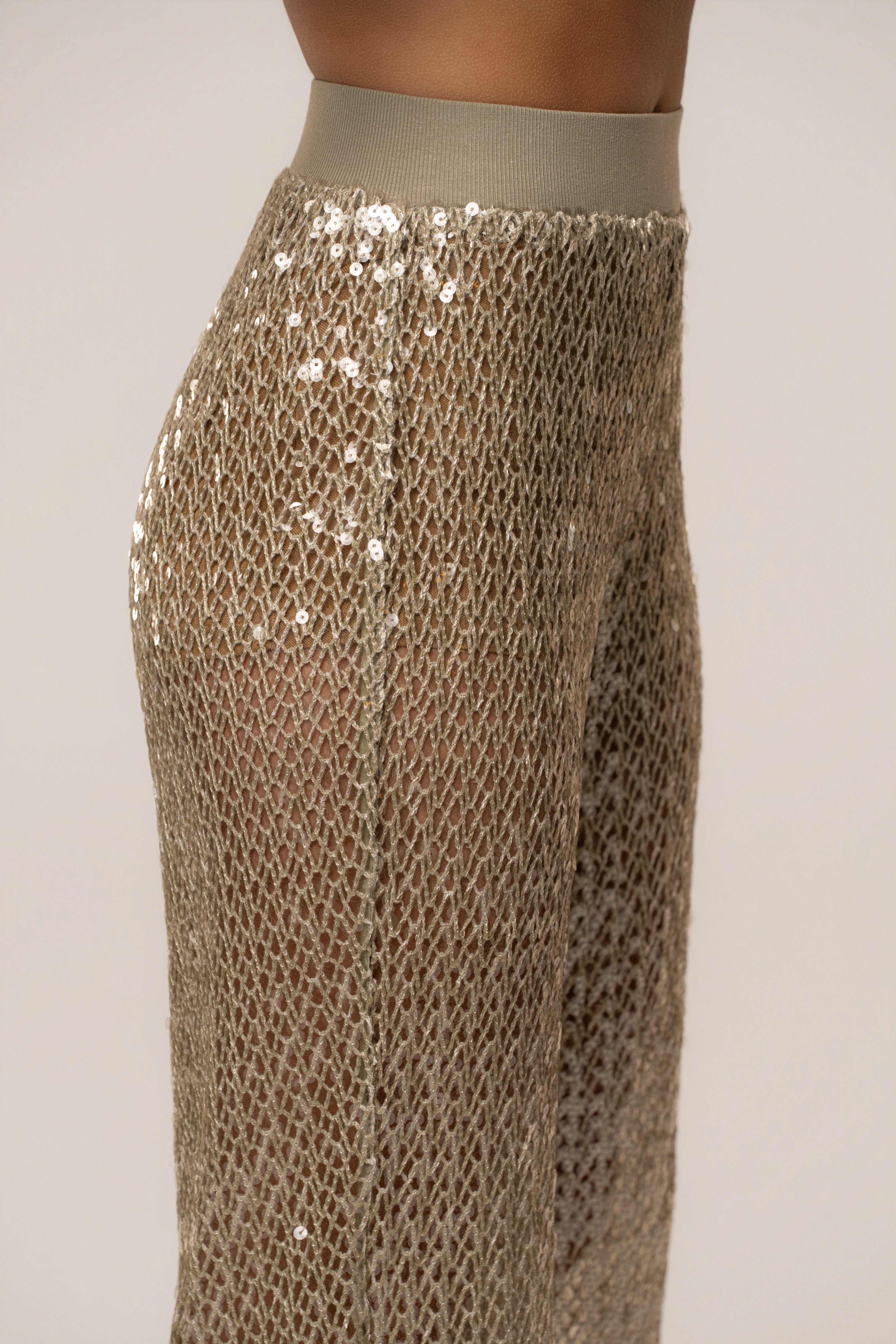 Sage high seas sequin pant from JLUXLABEL, featuring shimmering sequins and a stylish, high-waisted design for elegant bottoms.