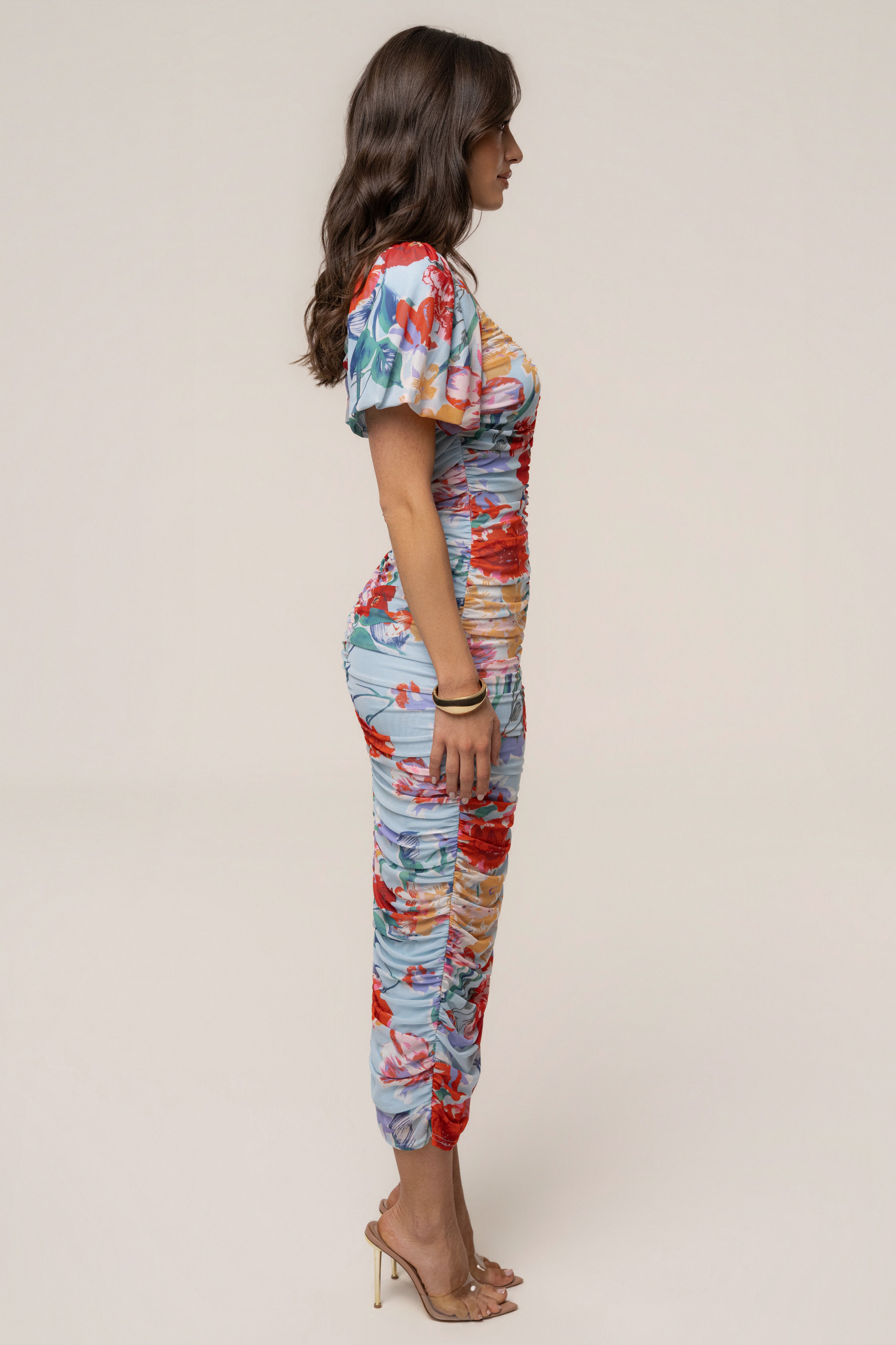 Blue JLUXLABEL Garden Bloom Midi Dress with floral pattern, sleeveless design, and flowy fabric for a stylish summer look.