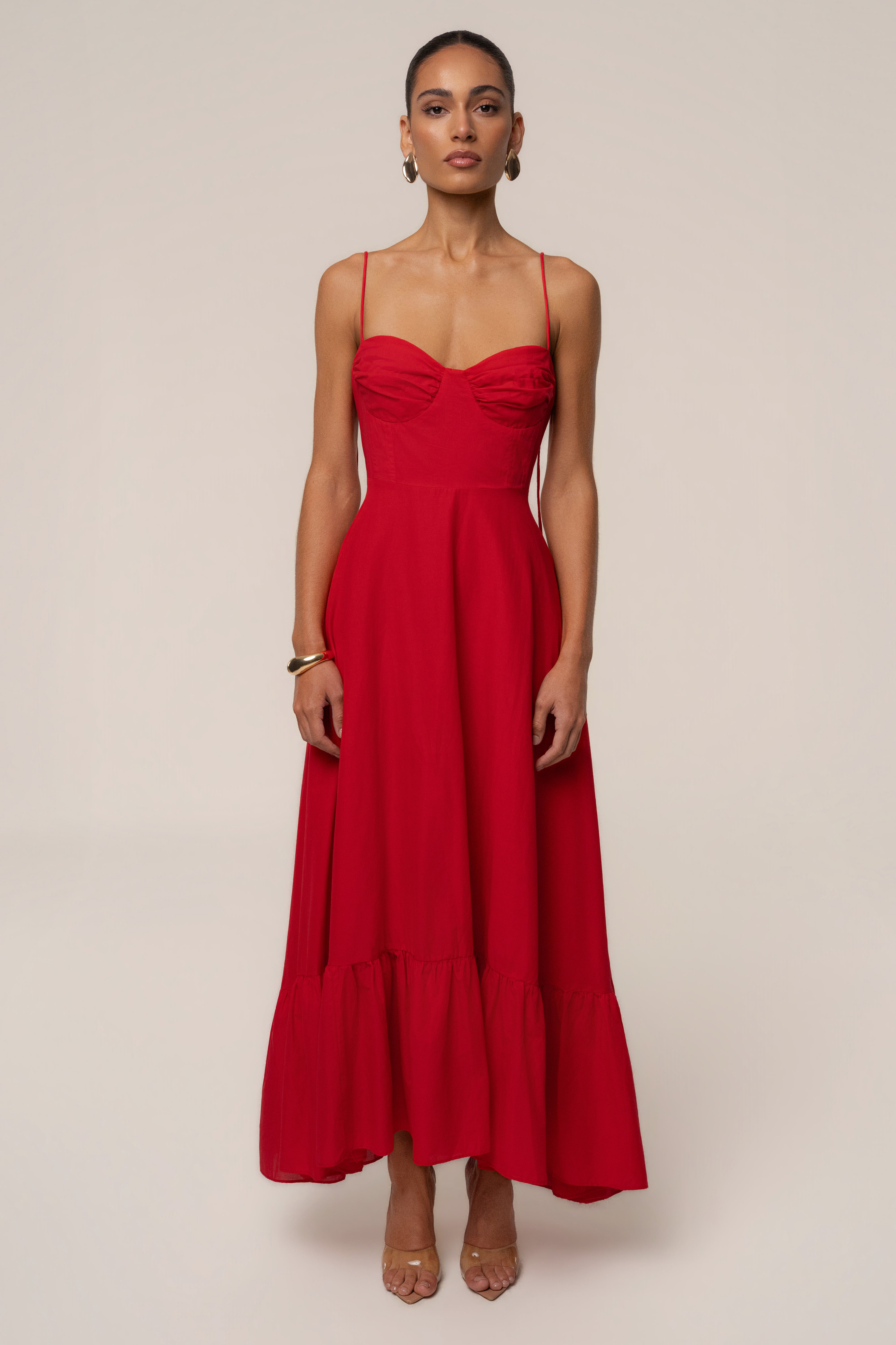 Red Romantic Flow Maxi Dress Red Romantic Flow Maxi Dress