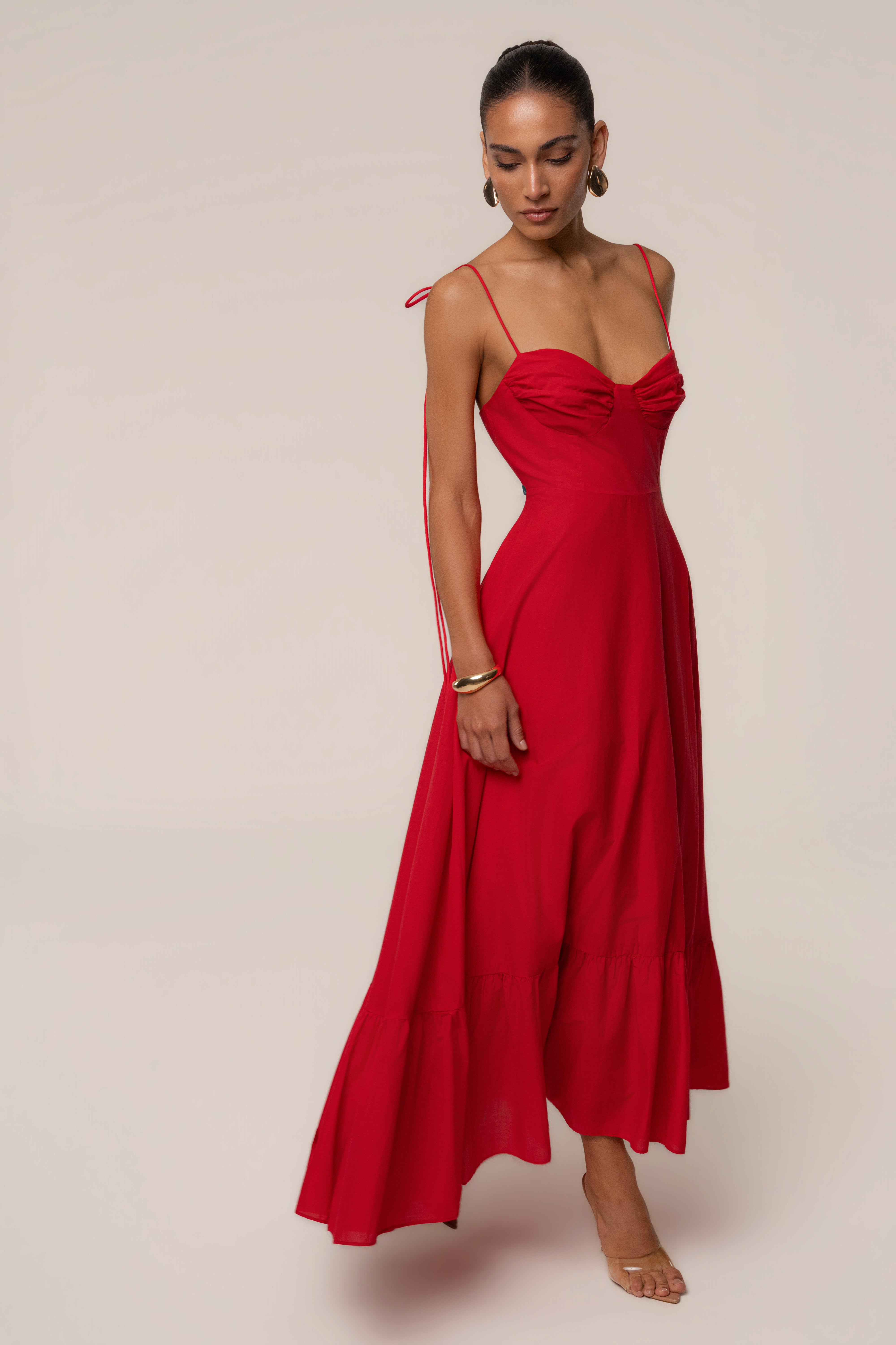 Red Romantic Flow Maxi Dress Red Romantic Flow Maxi Dress