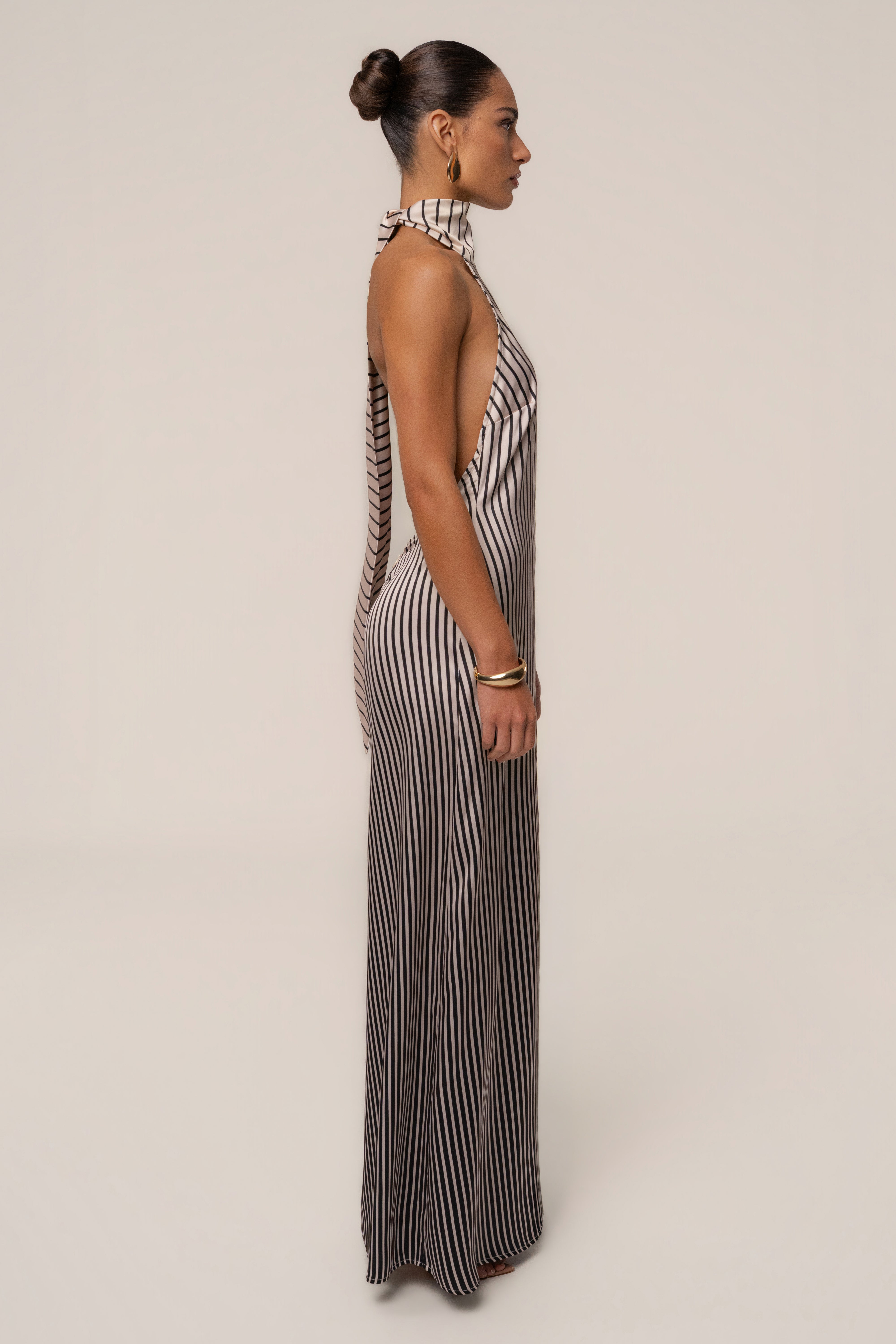 Ivory Gleam Striped Maxi Dress - JLUXLABEL
