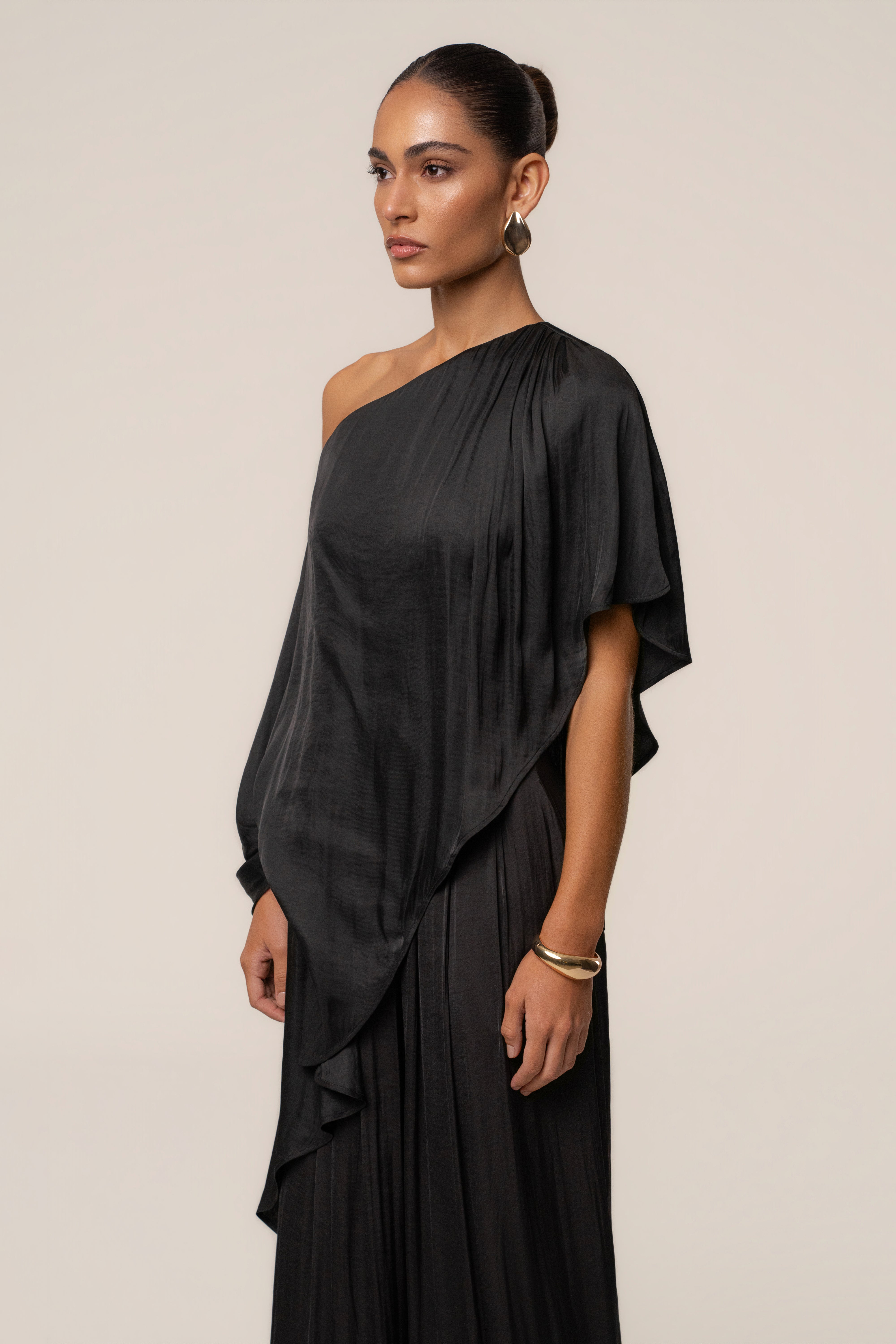 Black Brisa One Shoulder Top - JLUXLABEL