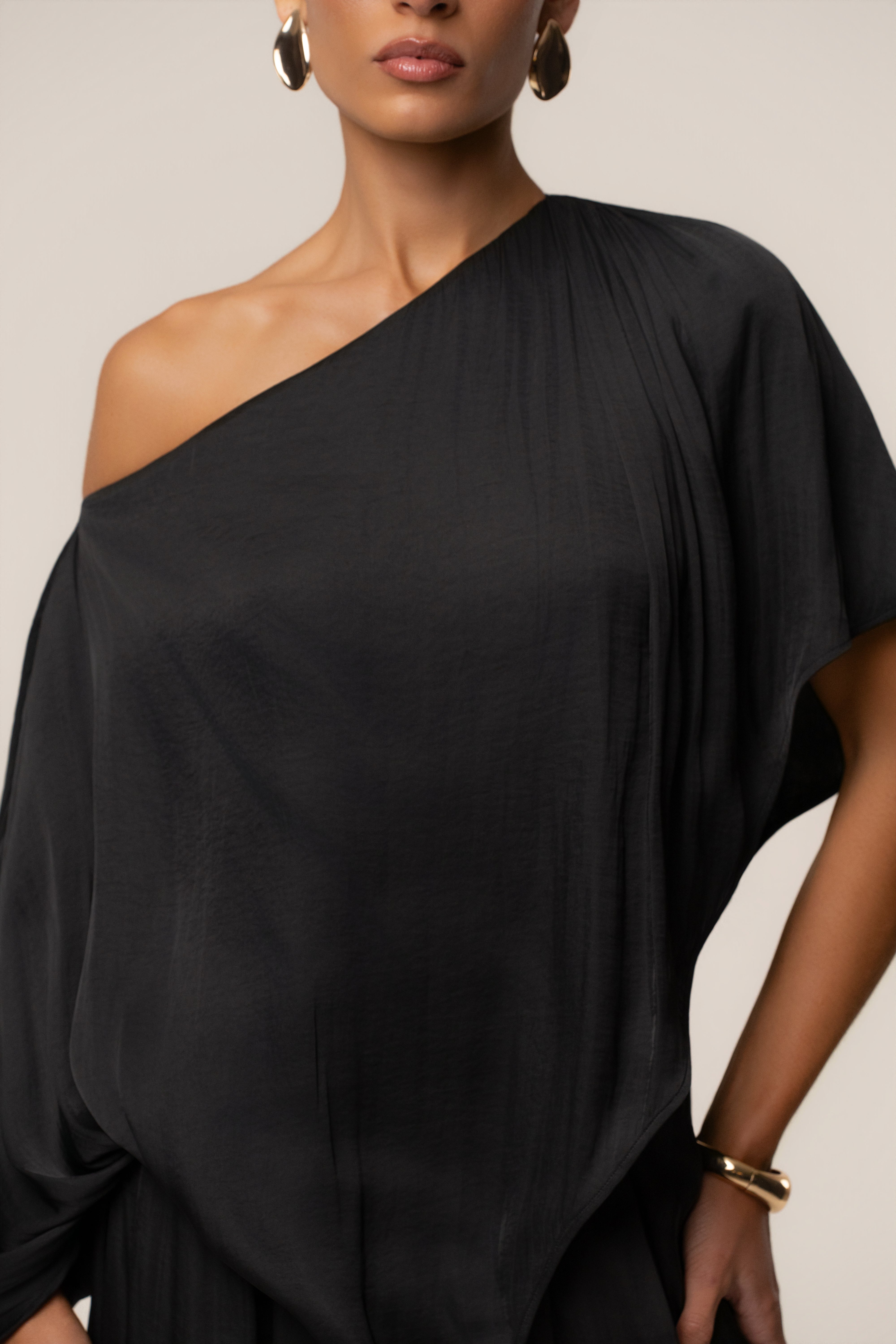 Black Brisa One Shoulder Top - JLUXLABEL