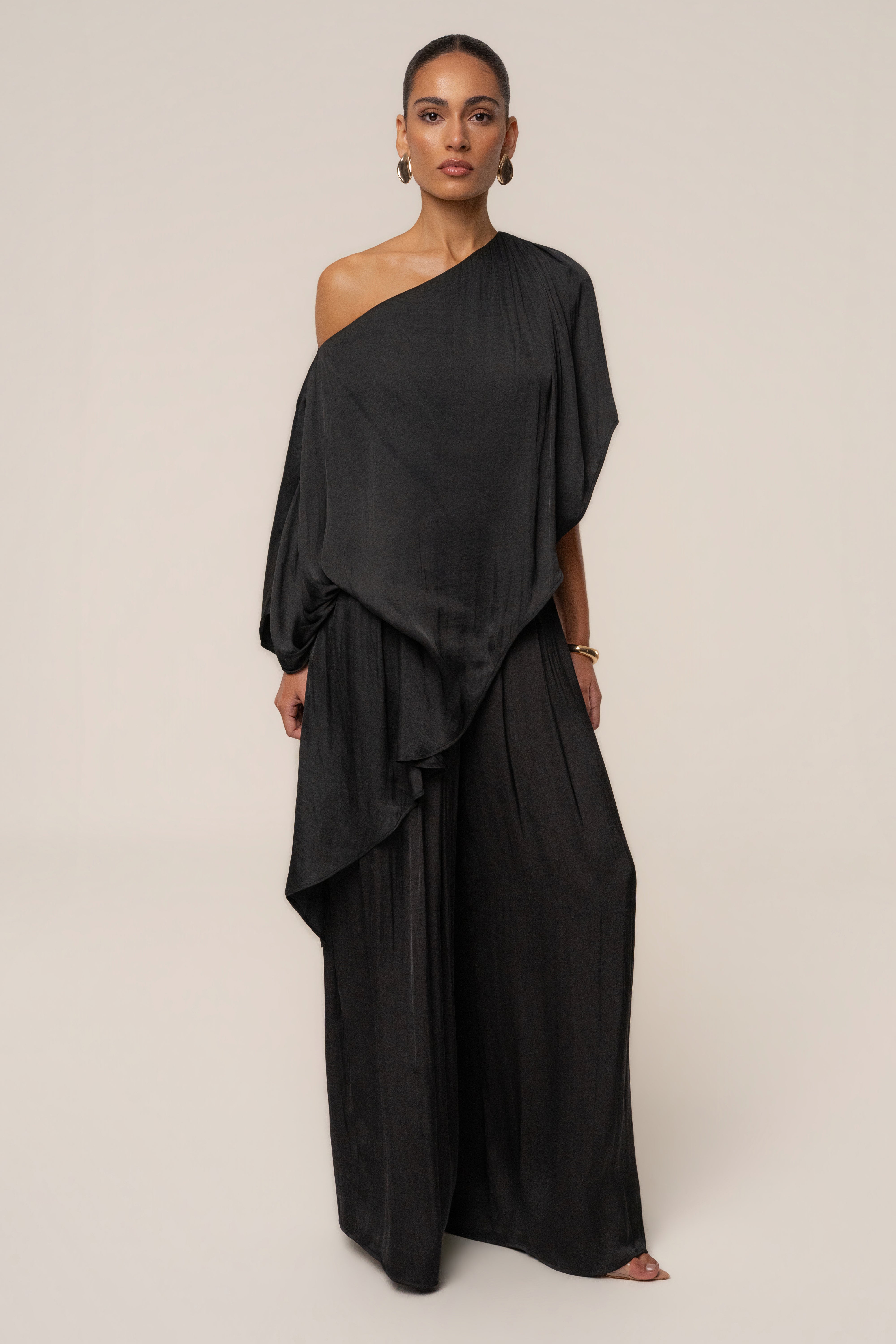 Black Brisa One Shoulder Top | JLUXLABEL