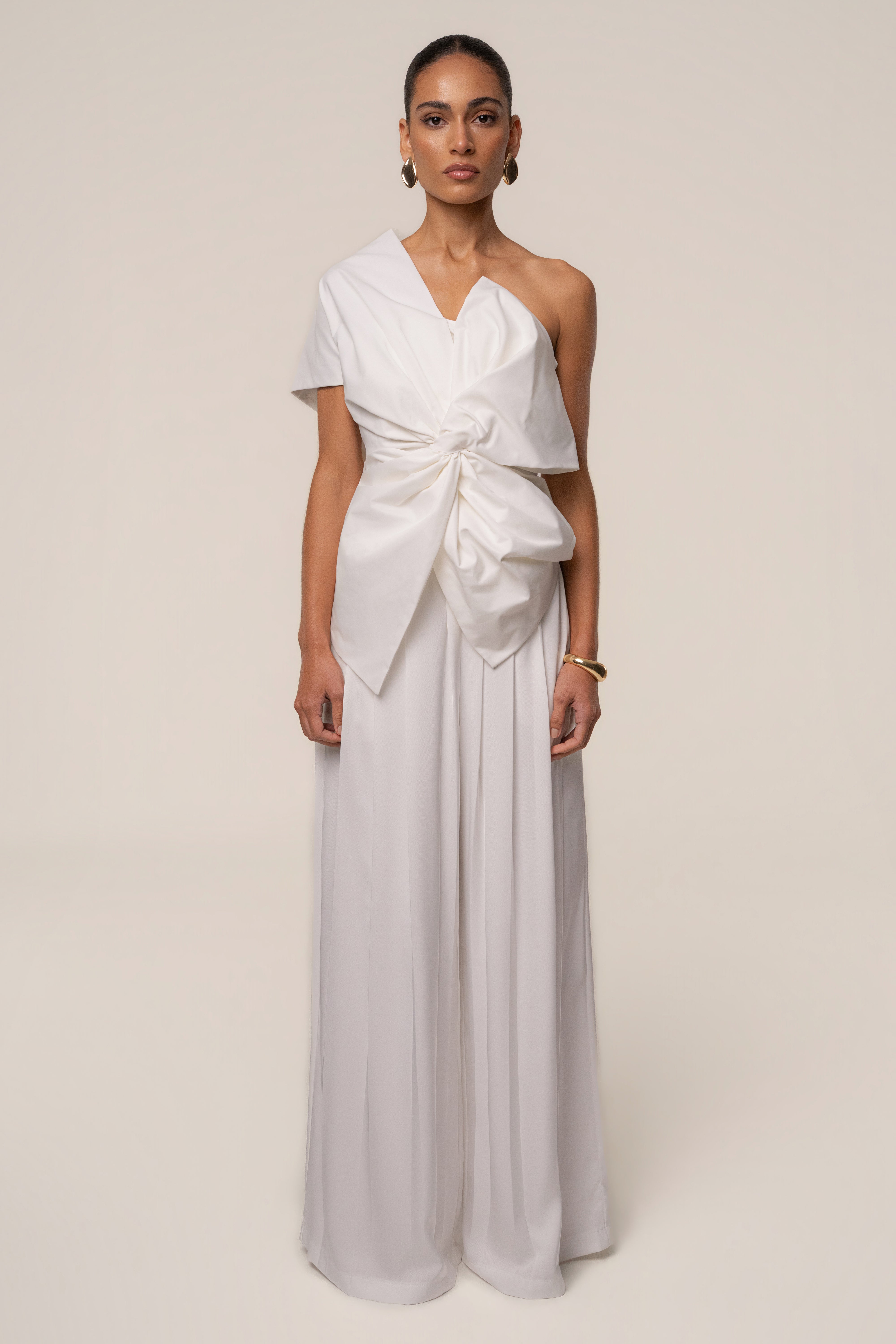 White JLUXLABEL art-inspired blouse with a stylish, flowy design perfect for casual and chic outfits.
