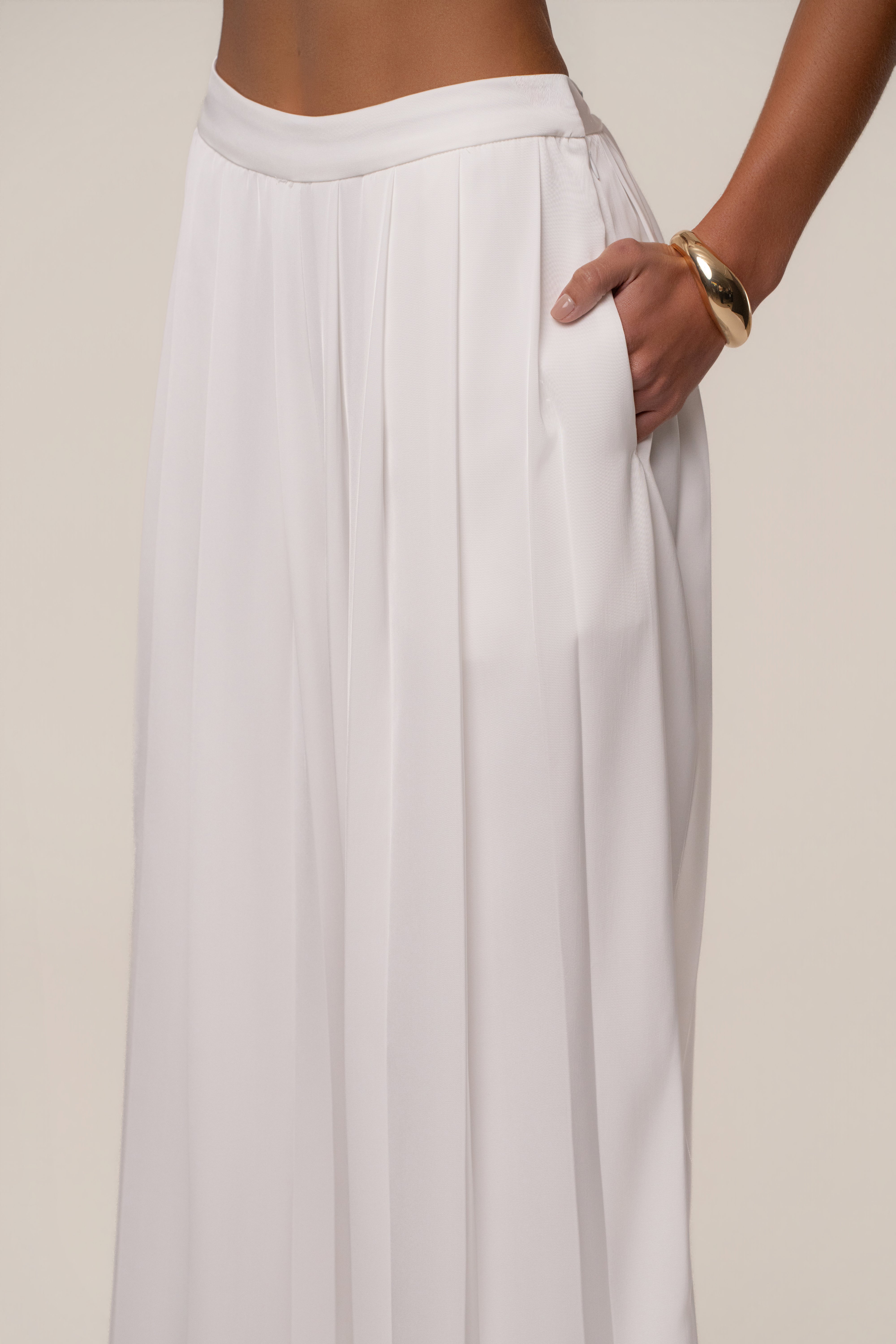 Ivory Clara Wide Leg Pleated Trousers - JLUXLABEL