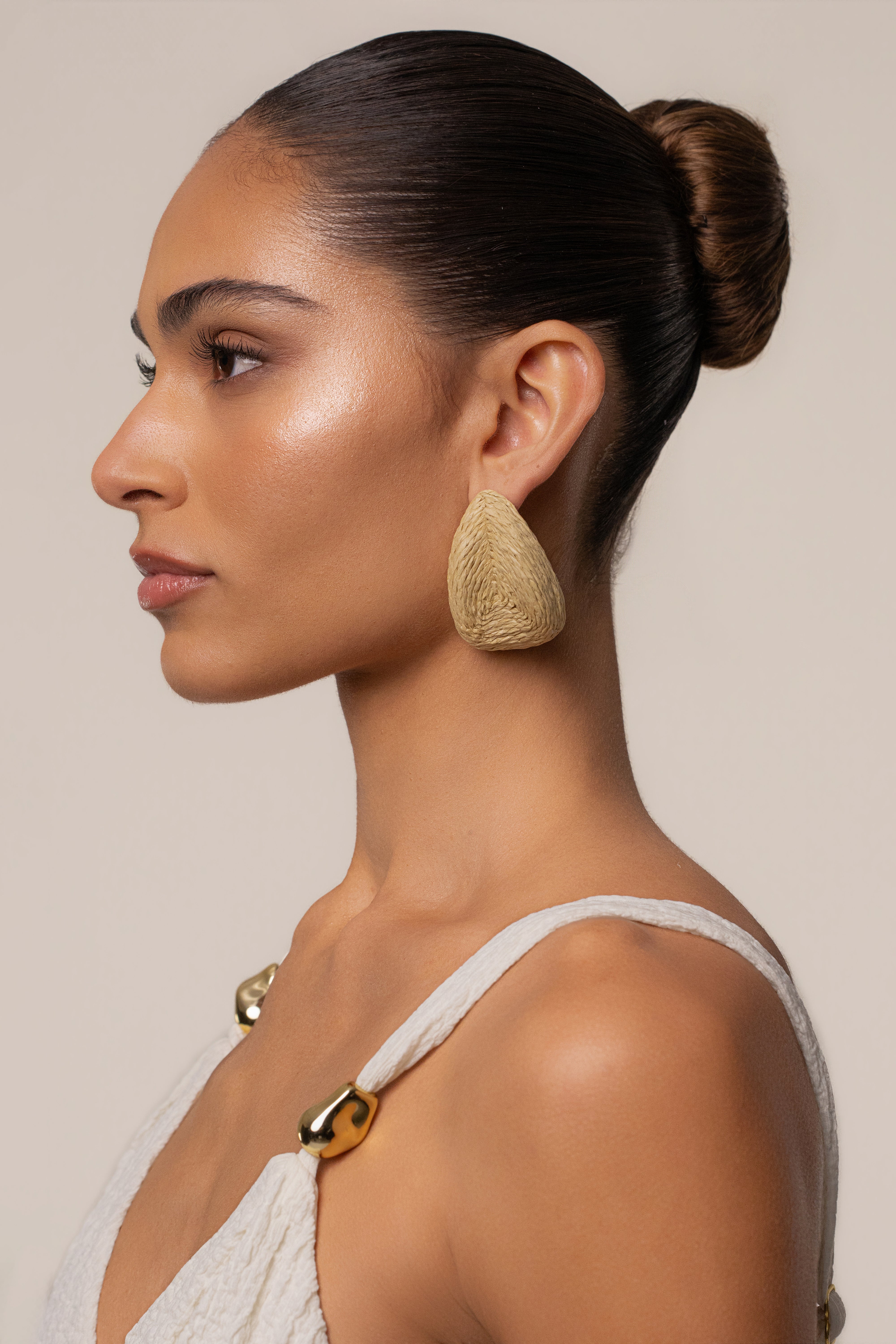 Beige Beach Club Raffia Earrings - JLUXLABEL