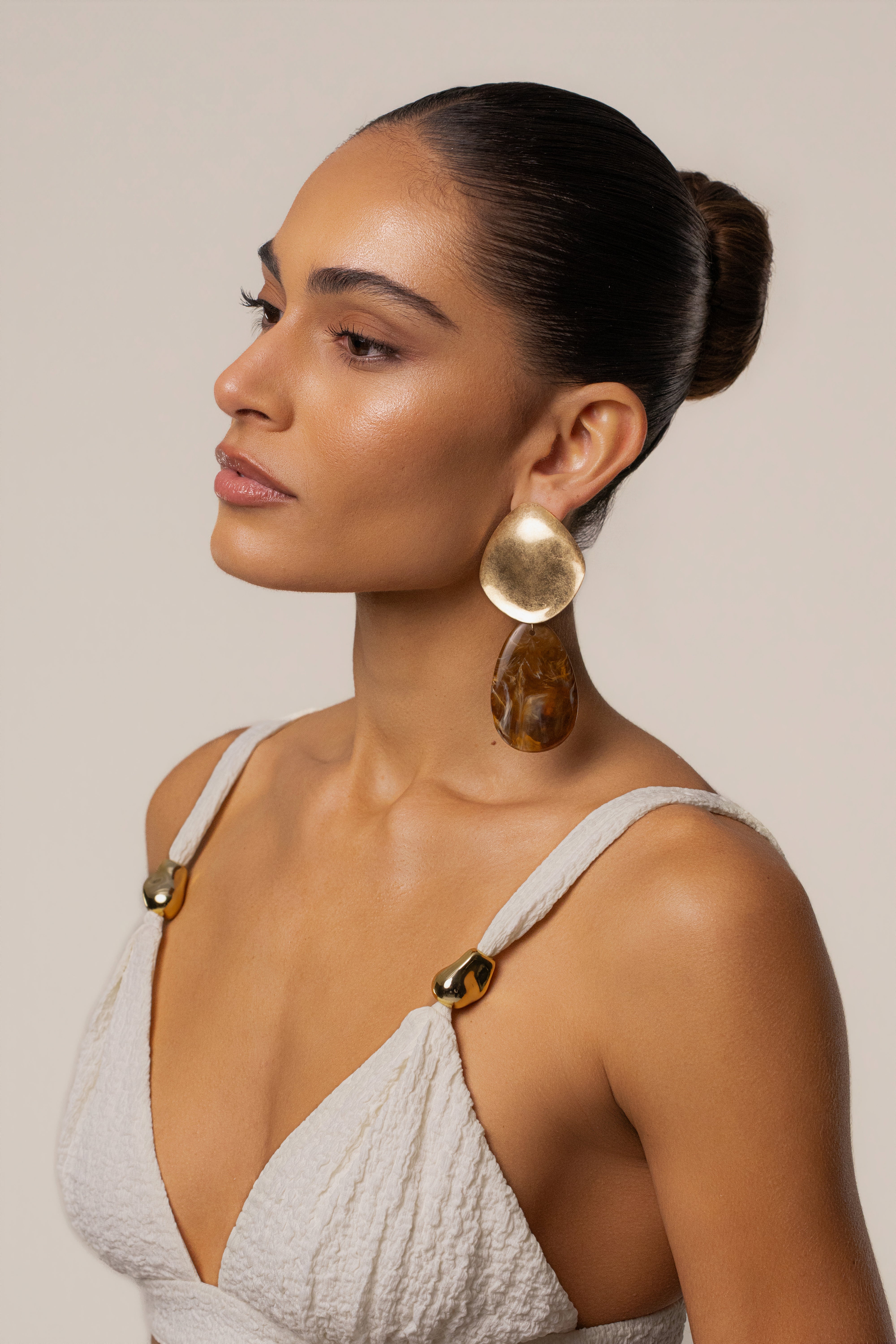 Brown Aris Molten Drop Earrings - JLUXLABEL