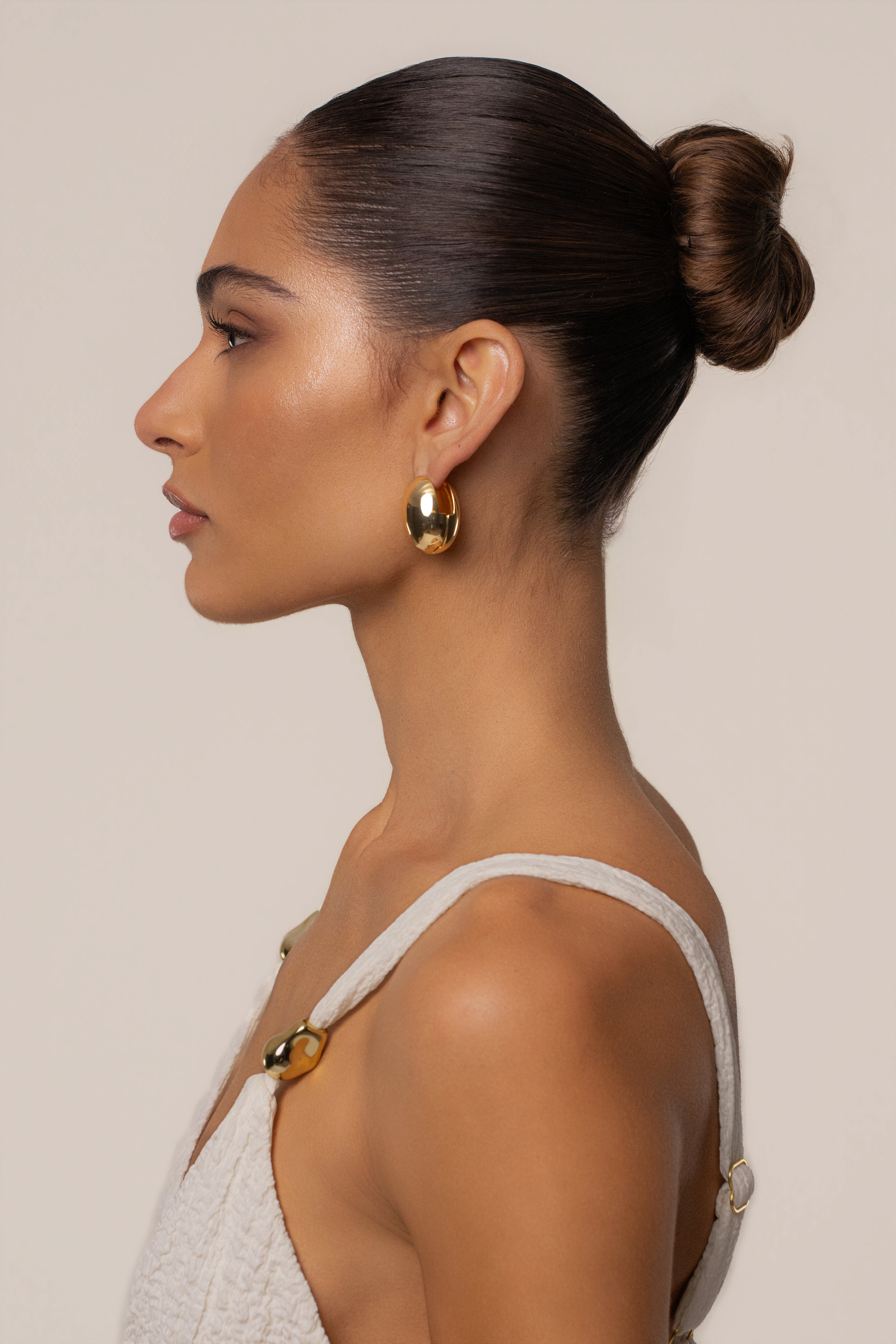 Gold Lia Dome Earrings - JLUXLABEL