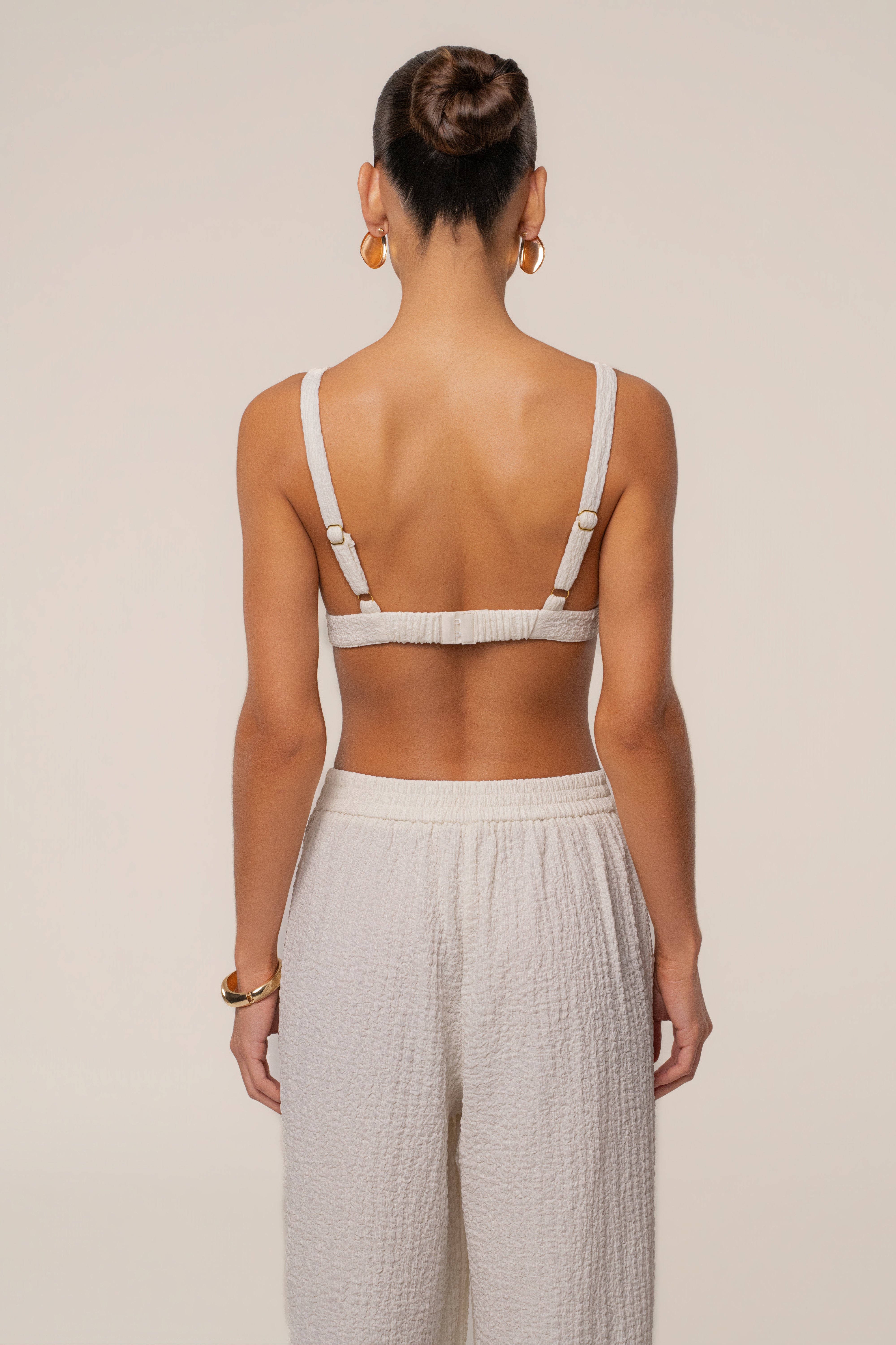 Ivory Dockside Crepe Knit Bralette - JLUXLABEL