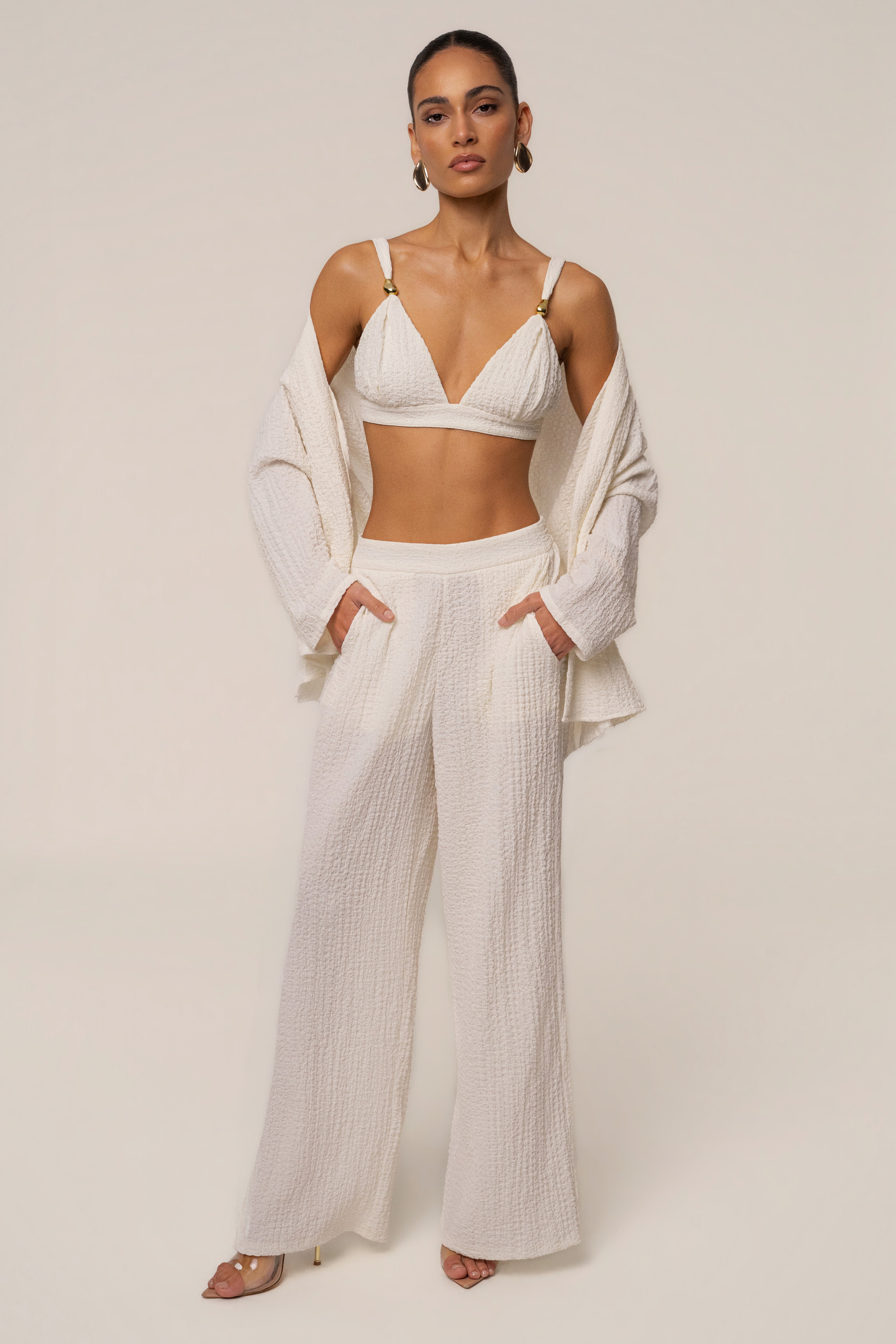 Ivory Unwind Tie-Front Blouse