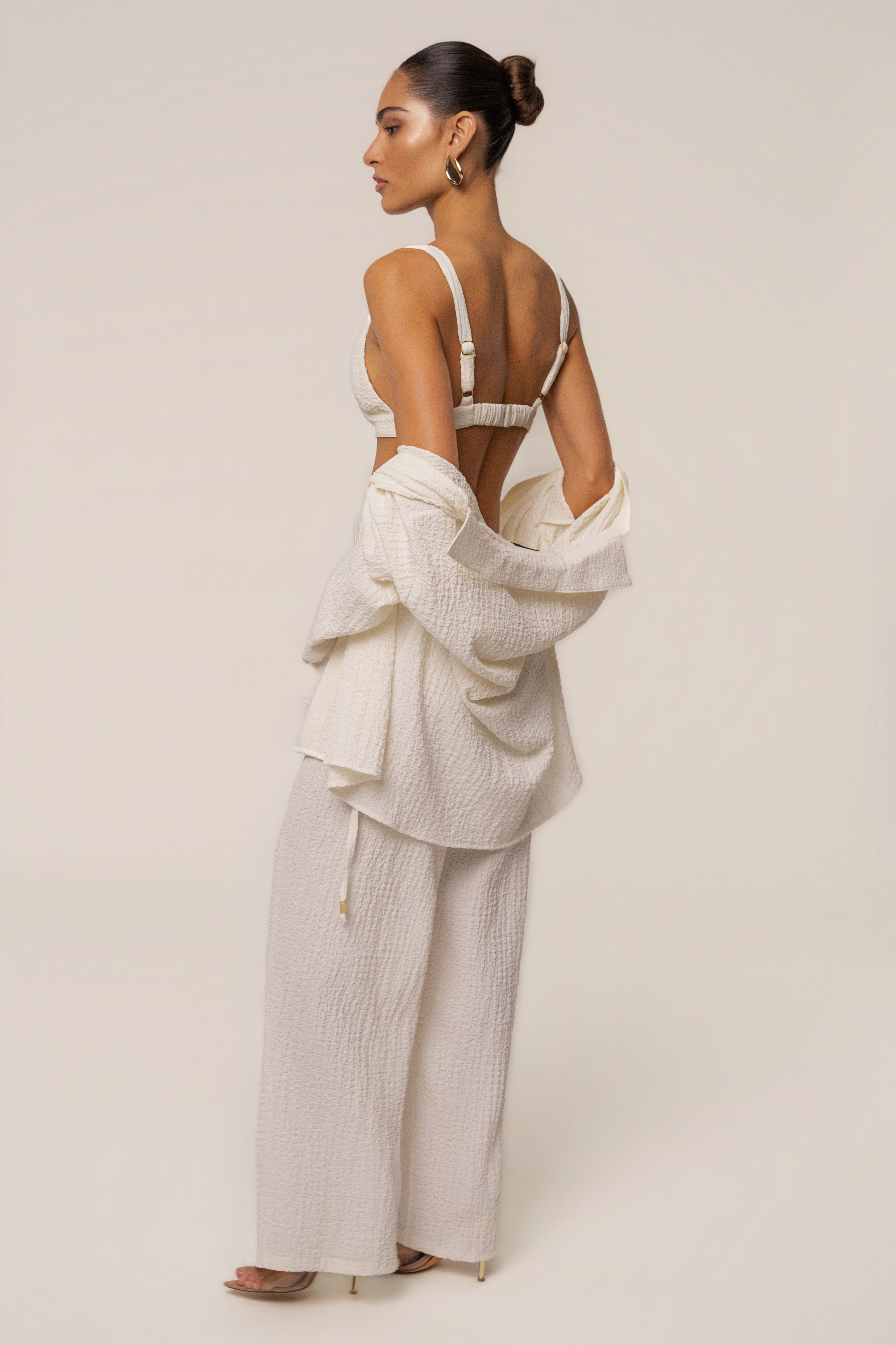 Ivory Unwind Tie-Front Blouse - JLUXLABEL