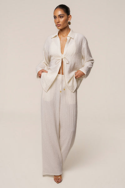 Ivory Unwind Tie-Front Blouse