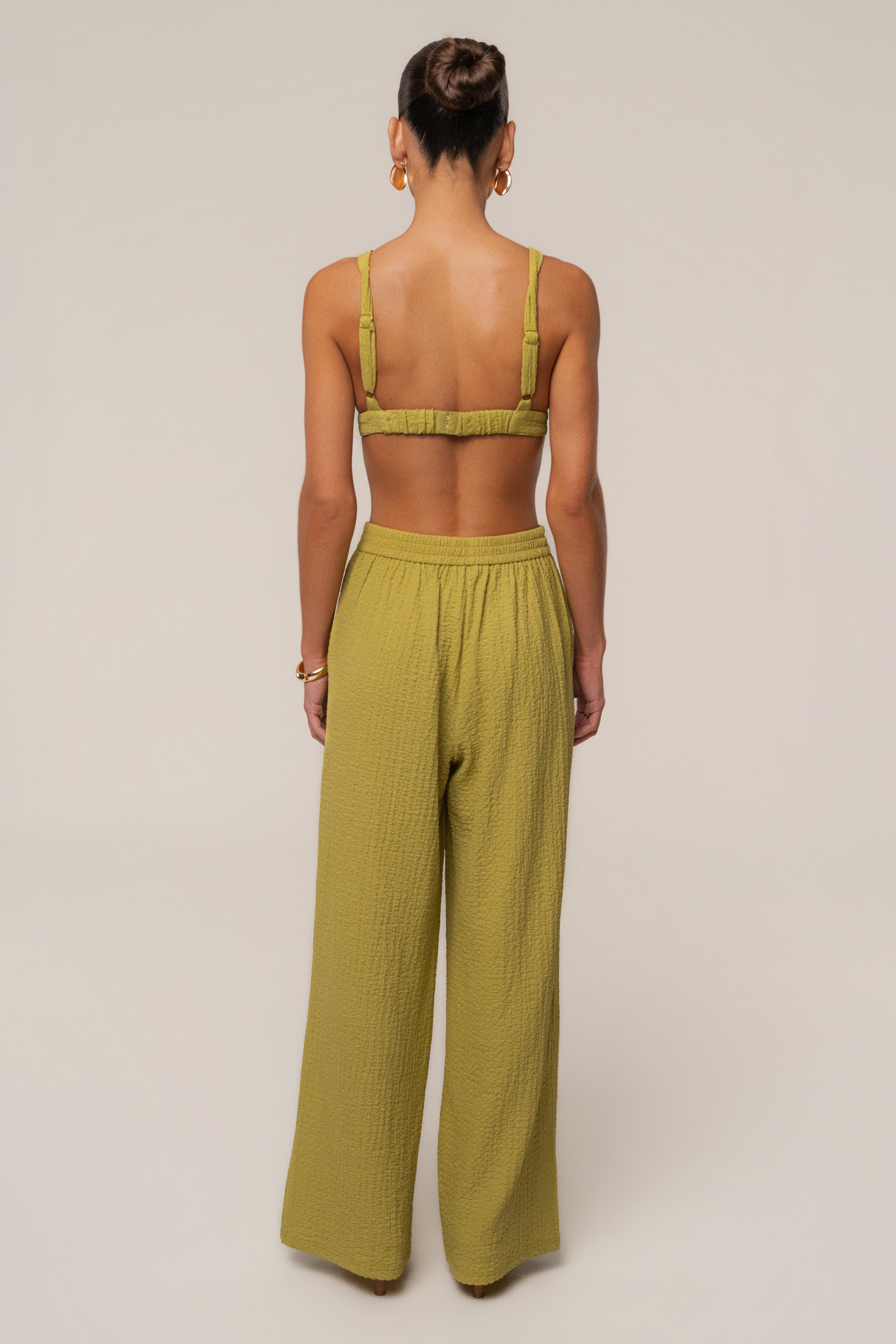 Lime Unwind Textured Pants - JLUXLABEL