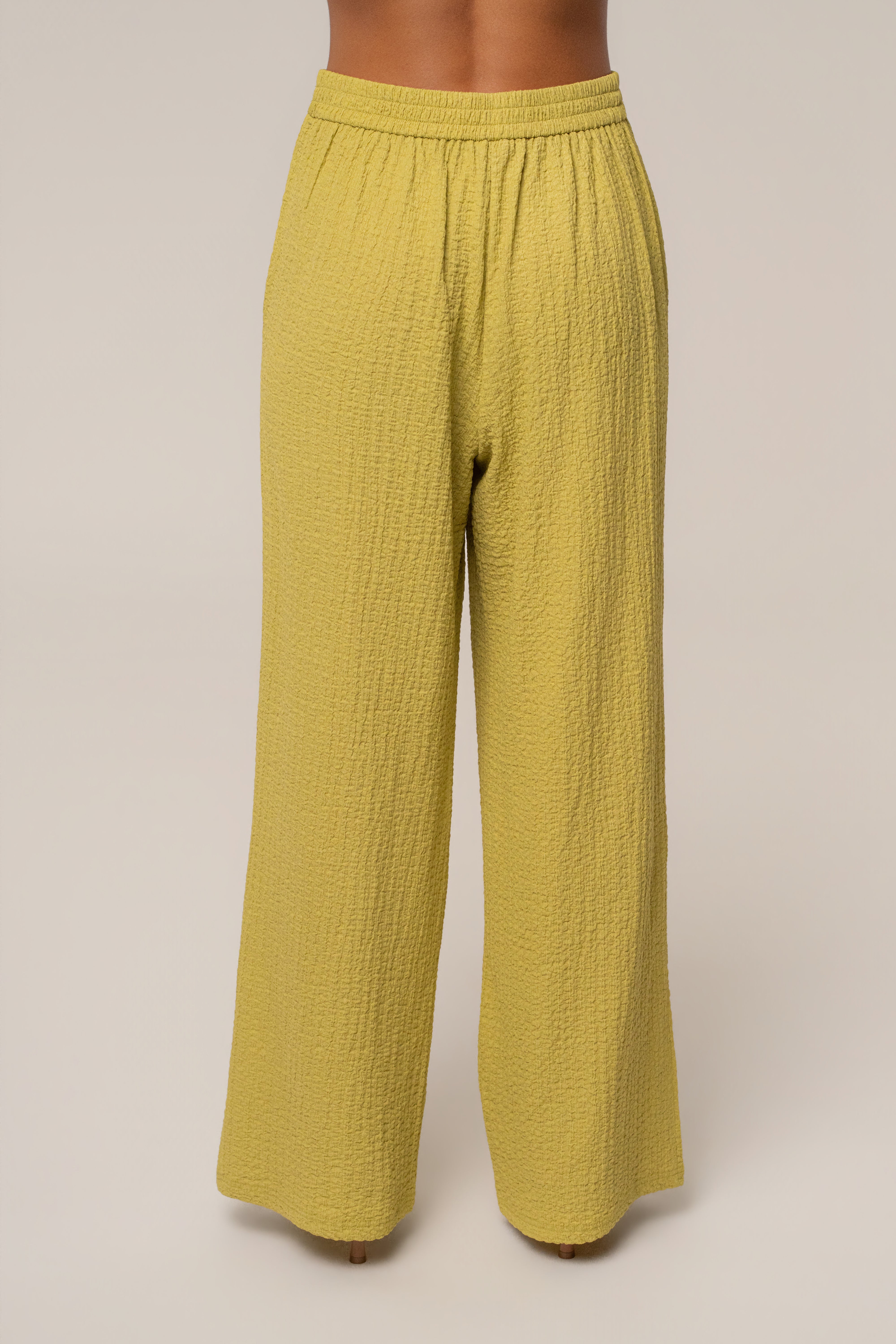 Lime Unwind Textured Pants - JLUXLABEL