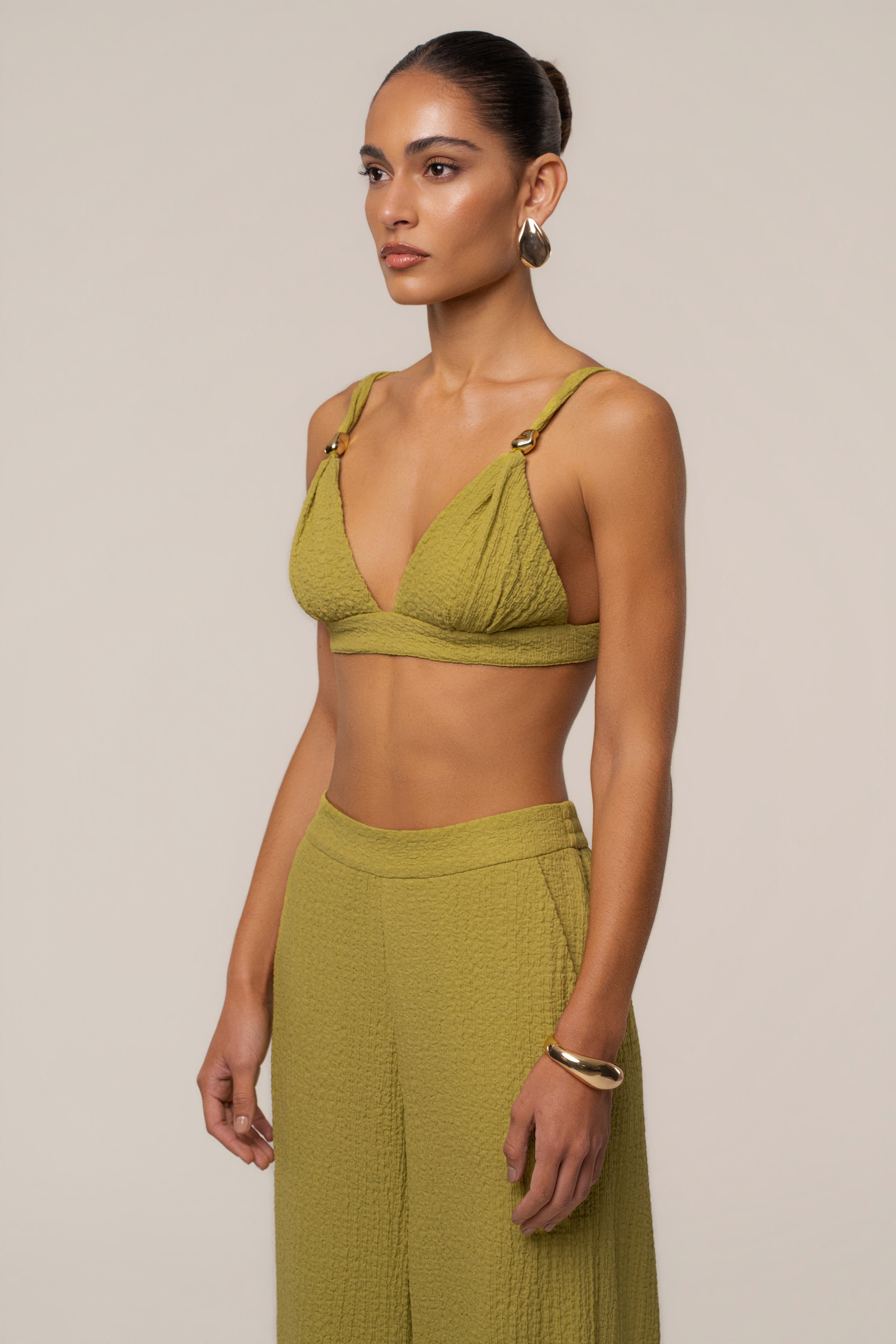 Lime Dockside Crepe Knit Bralette - JLUXLABEL