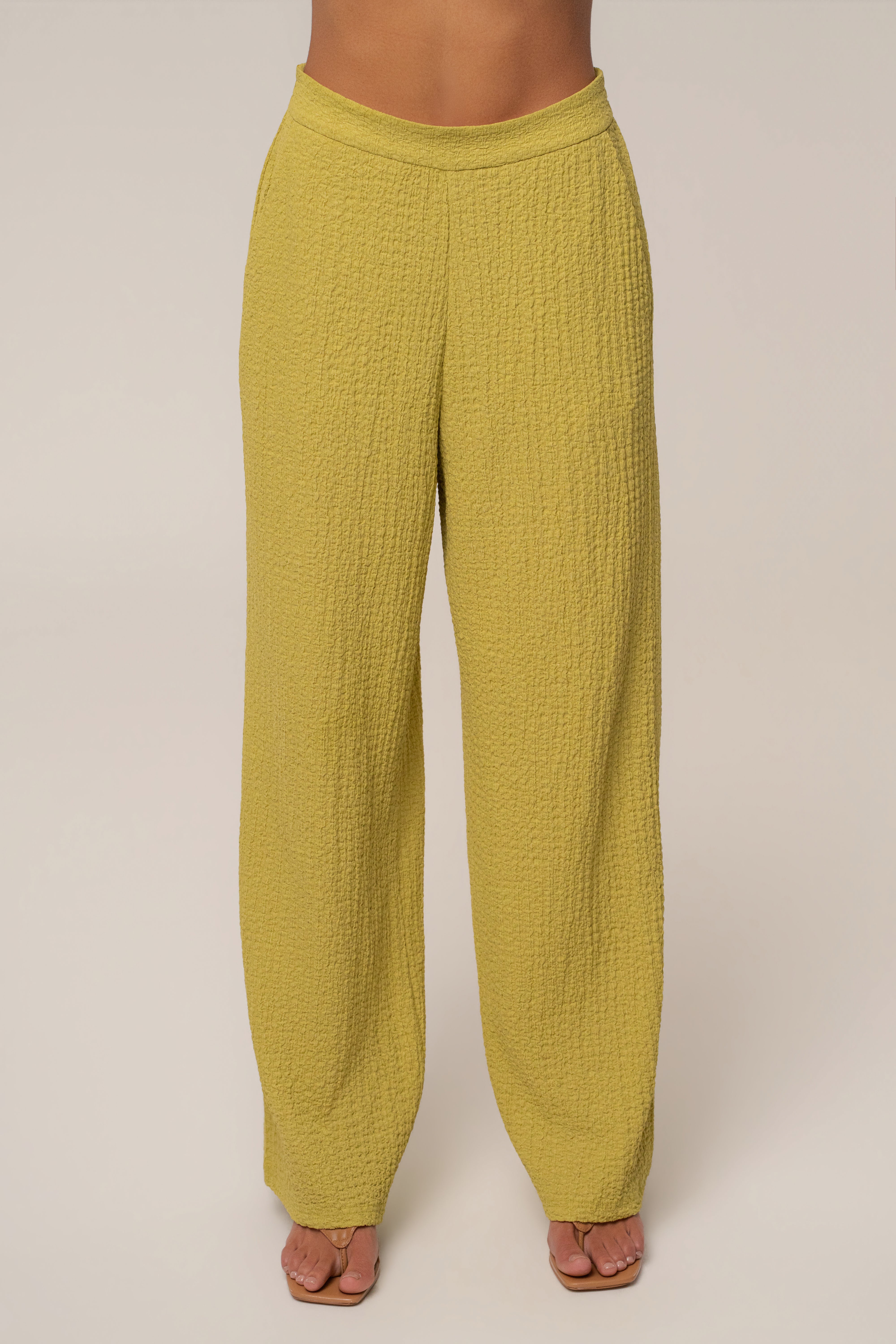 Lime Unwind Textured Pants - JLUXLABEL