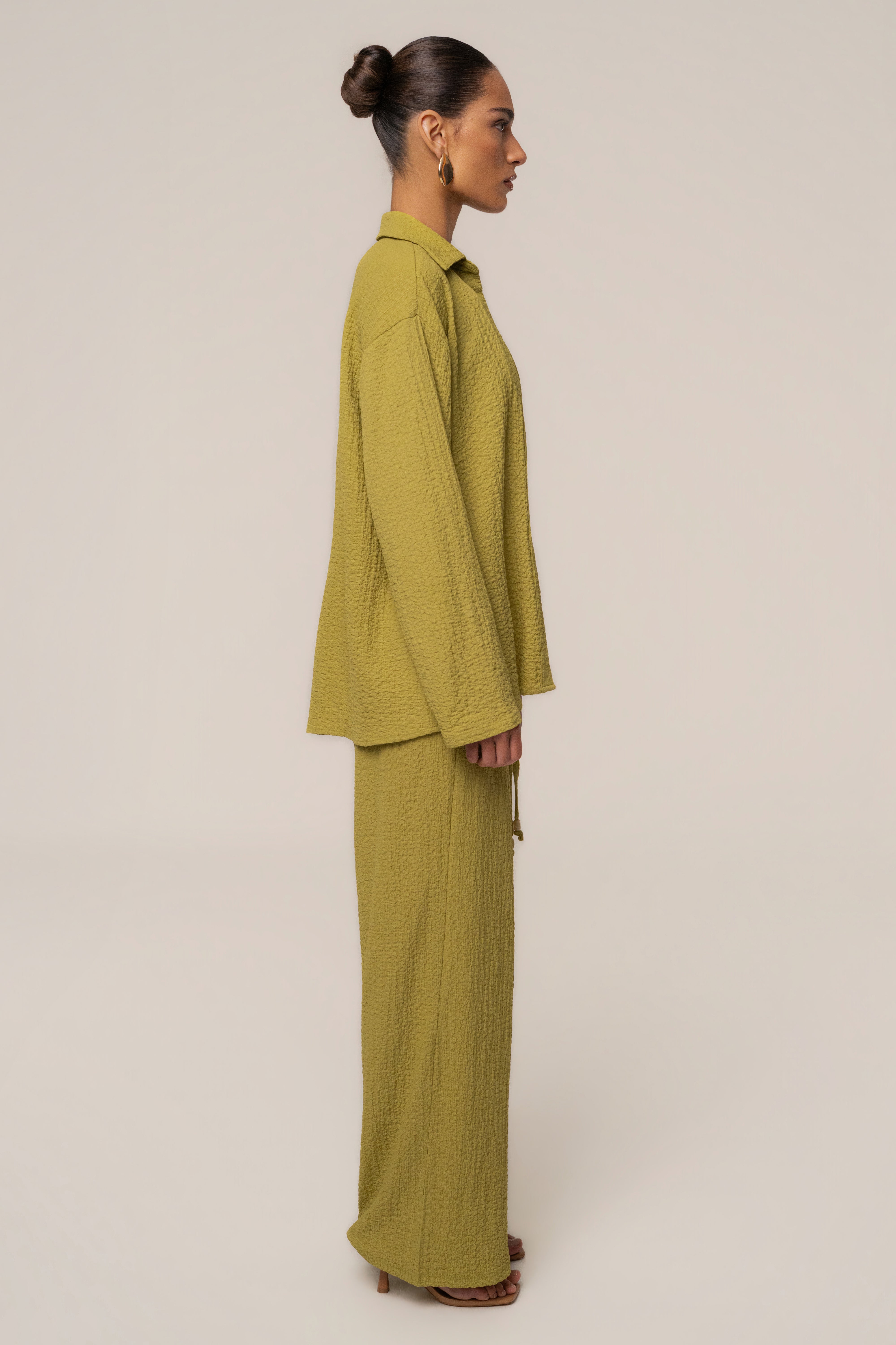 Lime Unwind Tie-Front Blouse - JLUXLABEL
