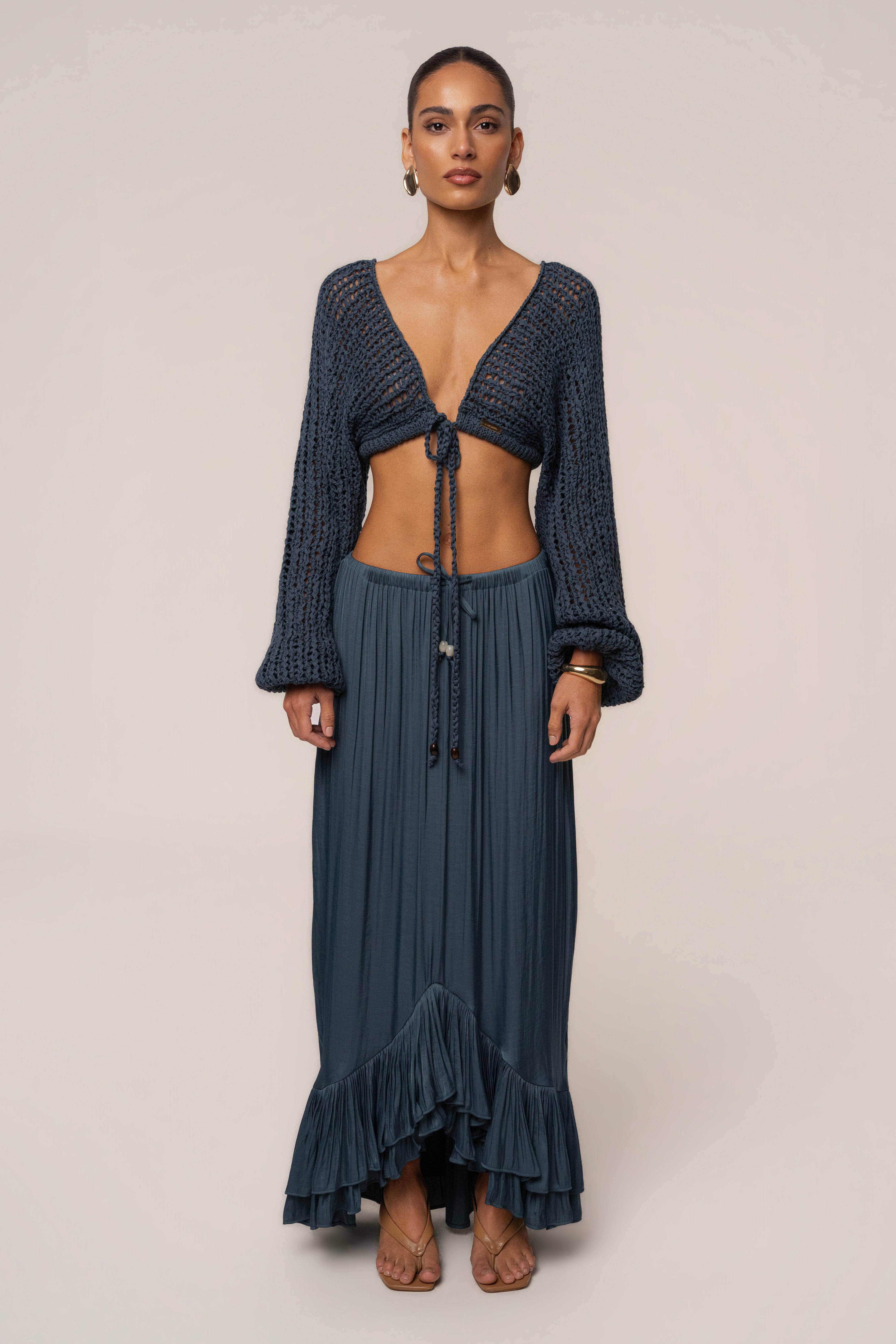 Teal Sun And Sand Maxi Skirt - JLUXLABEL