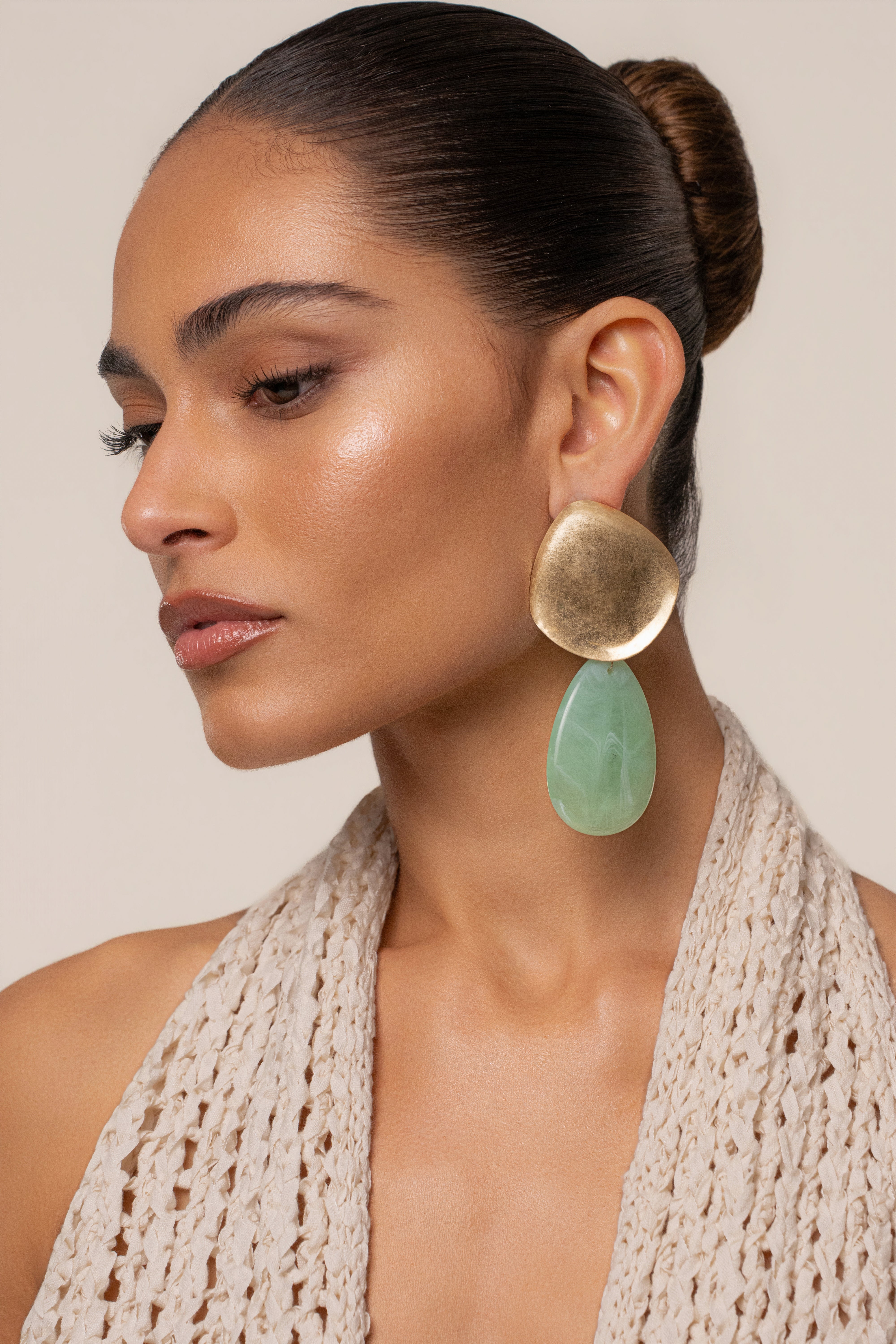 Mint Aris Molten Drop Earrings - JLUXLABEL