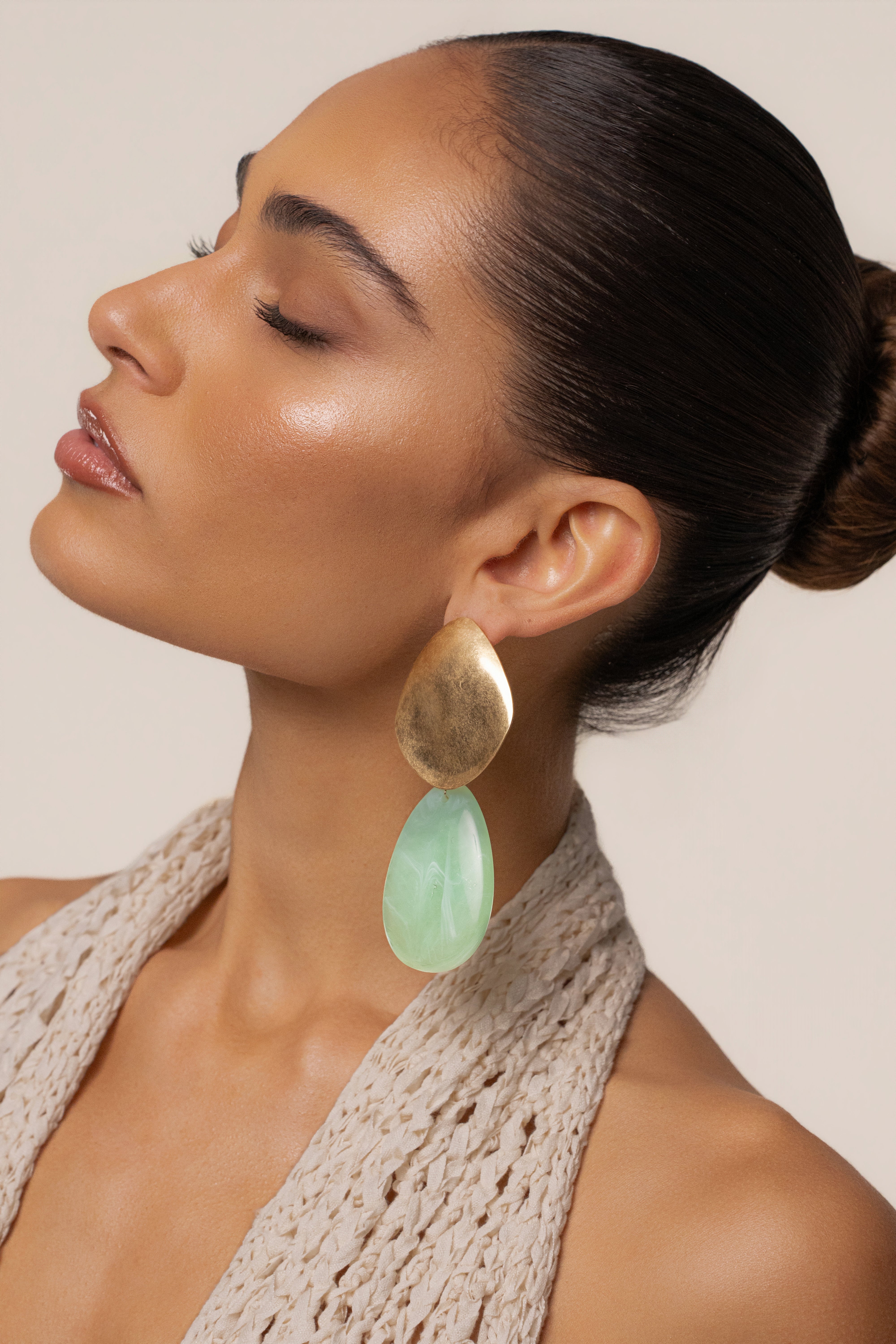 Mint Aris Molten Drop Earrings - JLUXLABEL