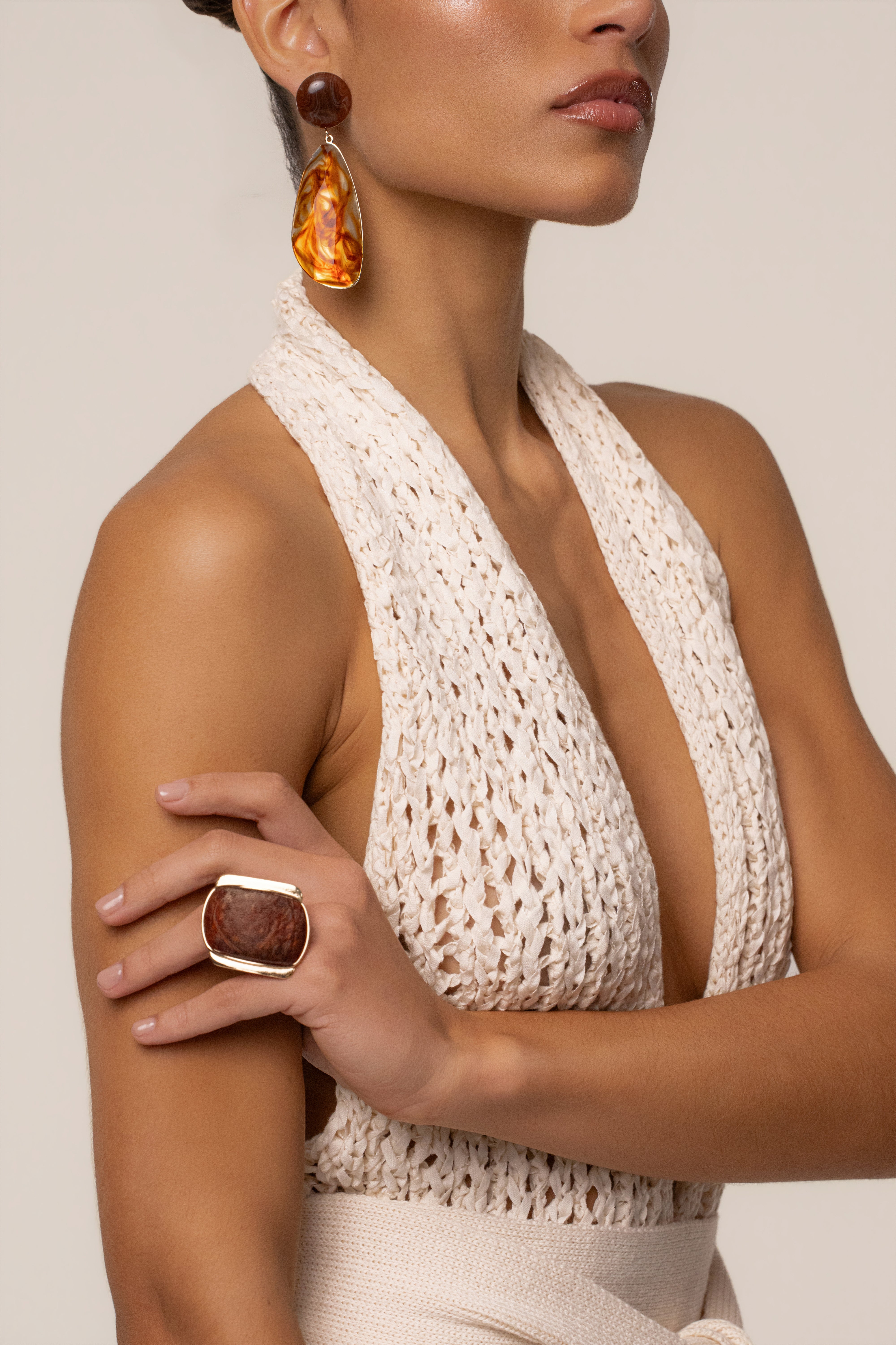 Brown Opal Frame Ring - JLUXLABEL