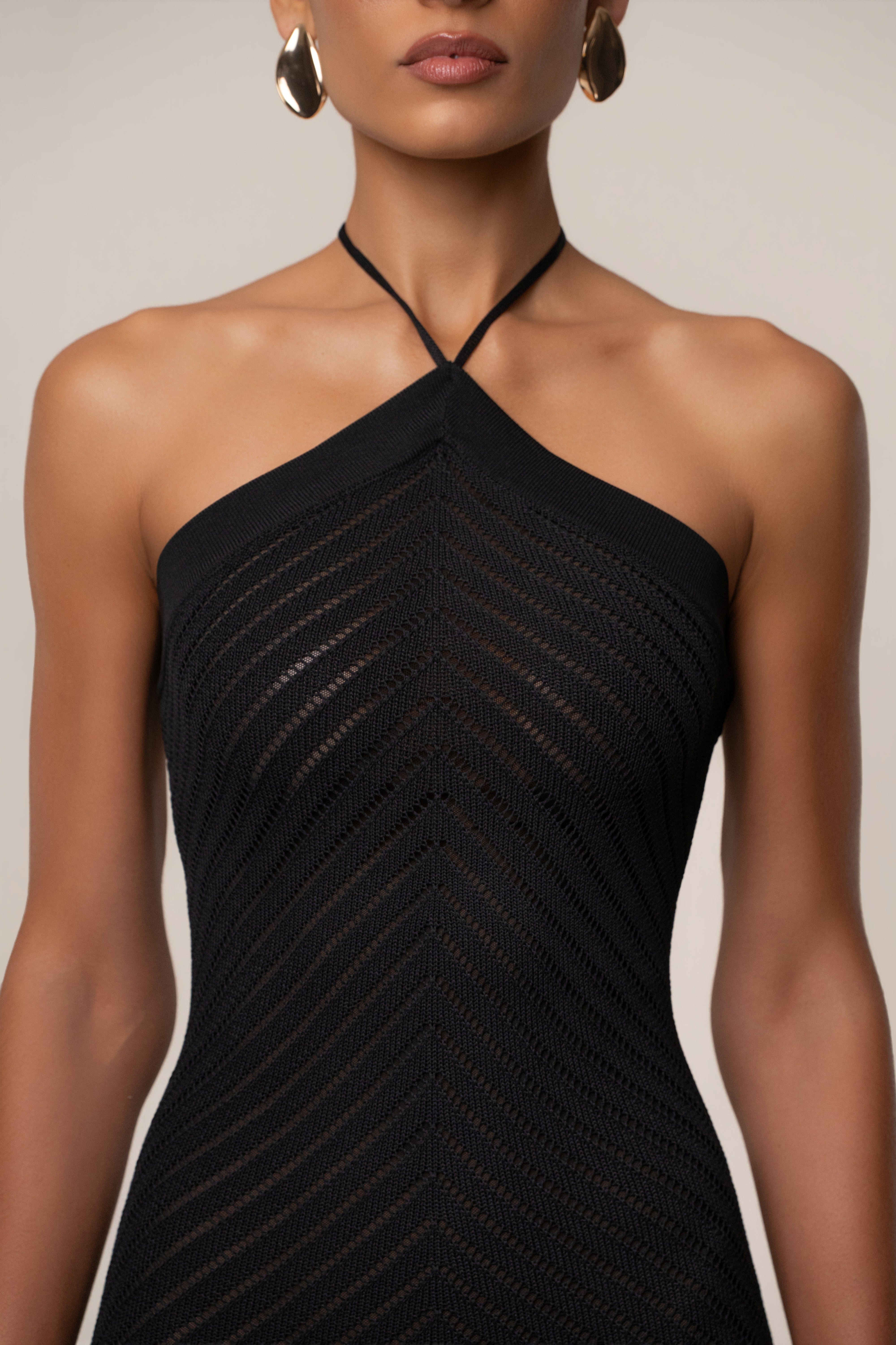 Black Late Hour Halter Maxi Dress - JLUXLABEL