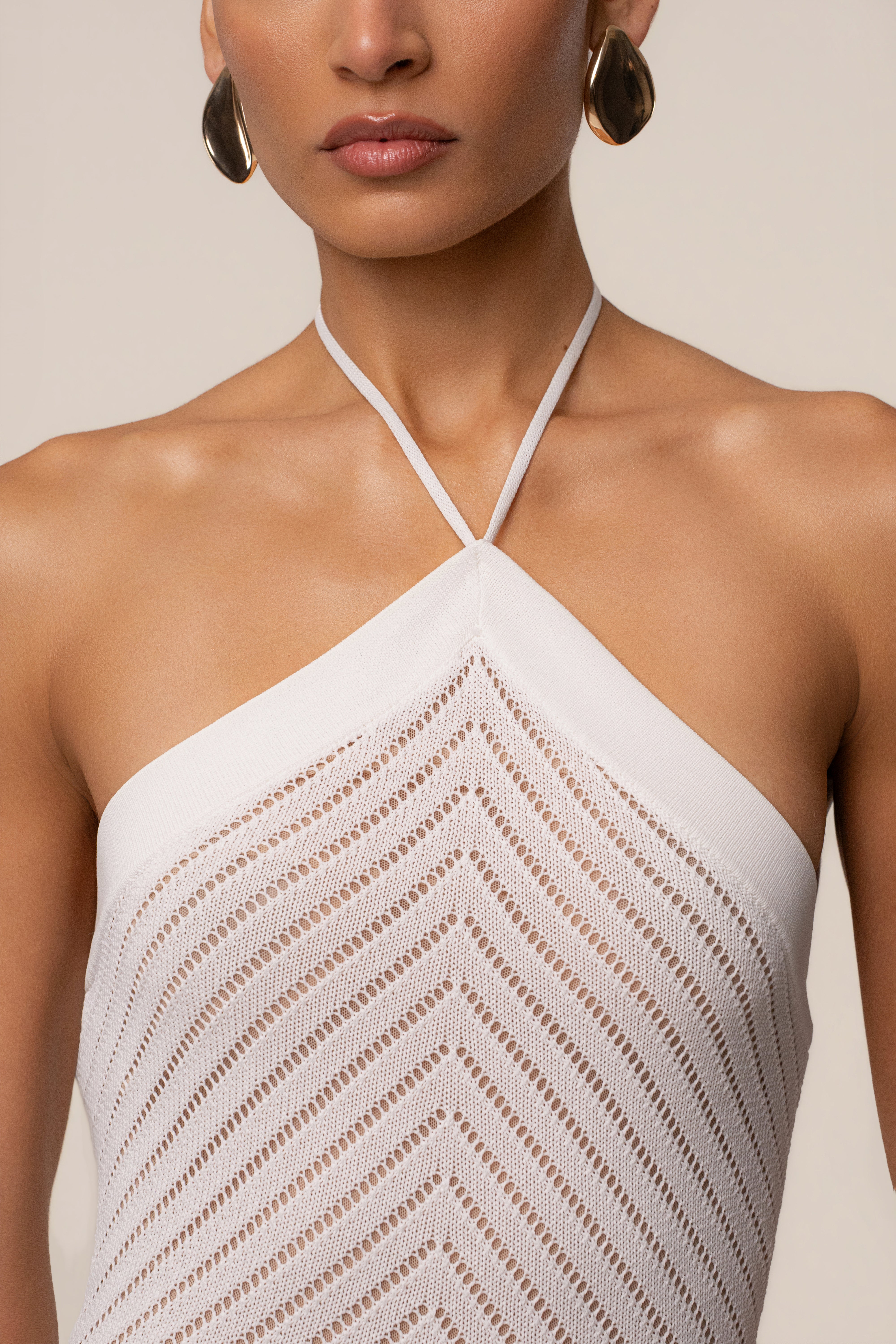 White Late Hour Halter Maxi Dress - JLUXLABEL
