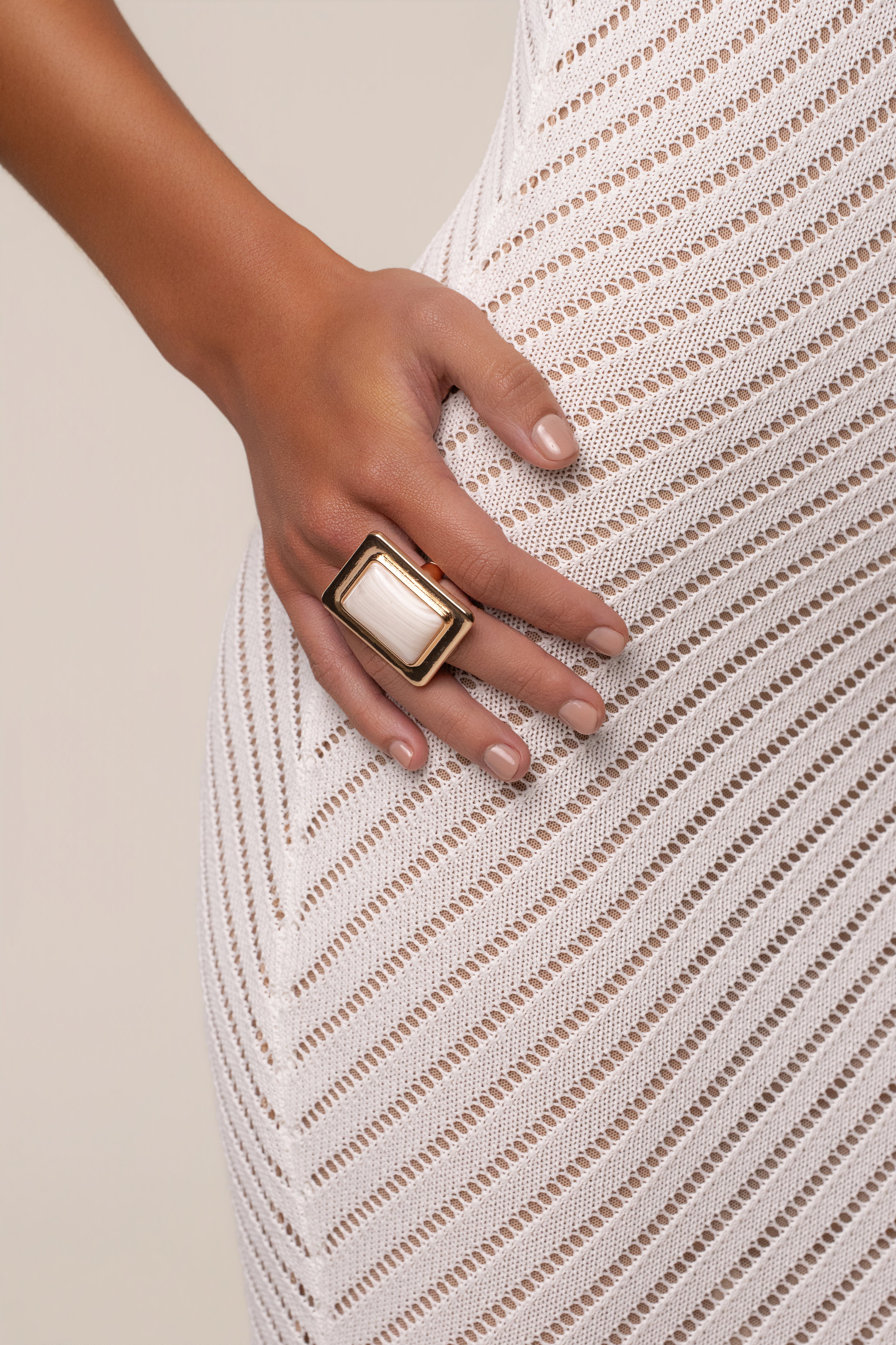 White Polished Frame Ring - JLUXLABEL