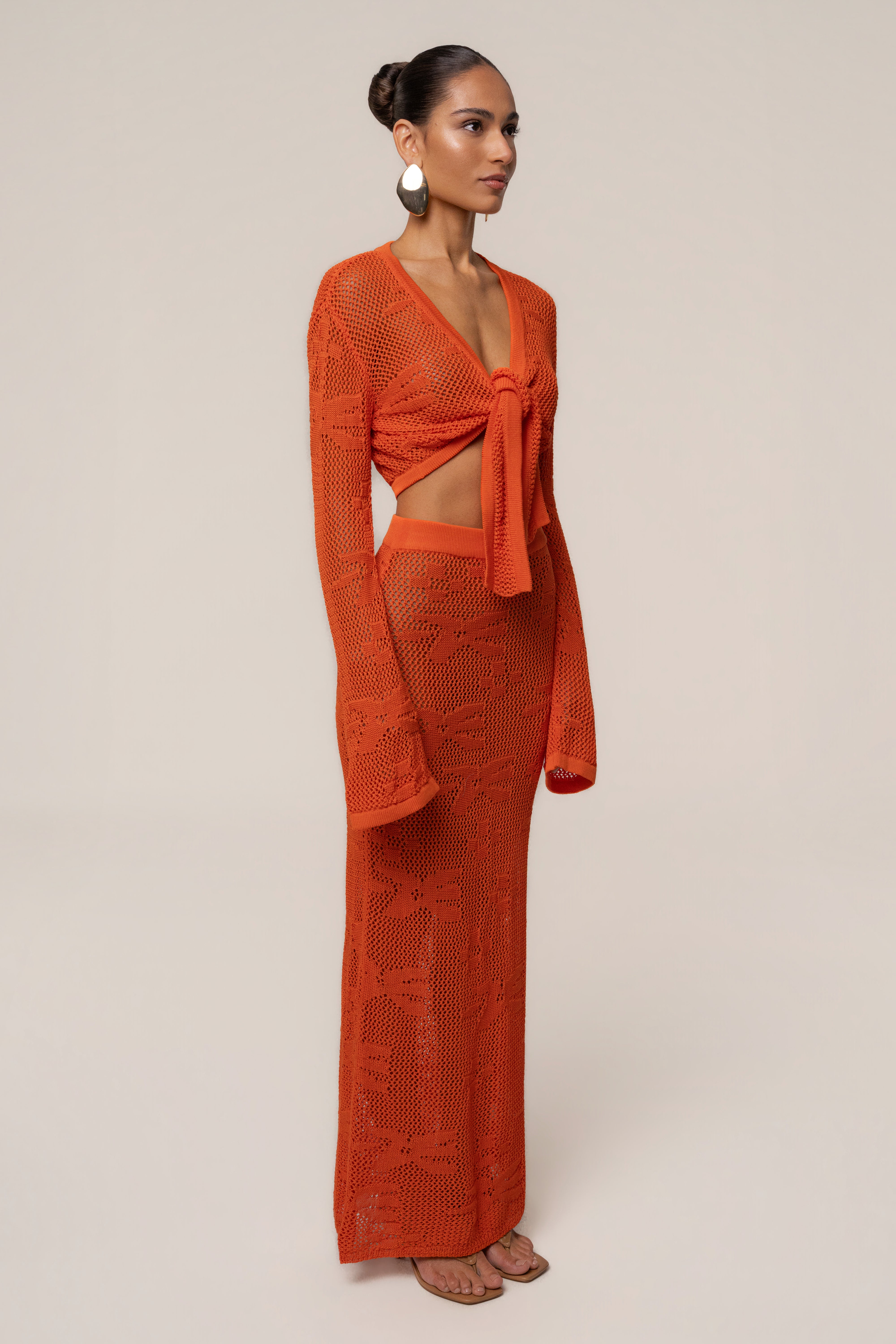 Orange Marbella Crochet Skirt Set - JLUXLABEL
