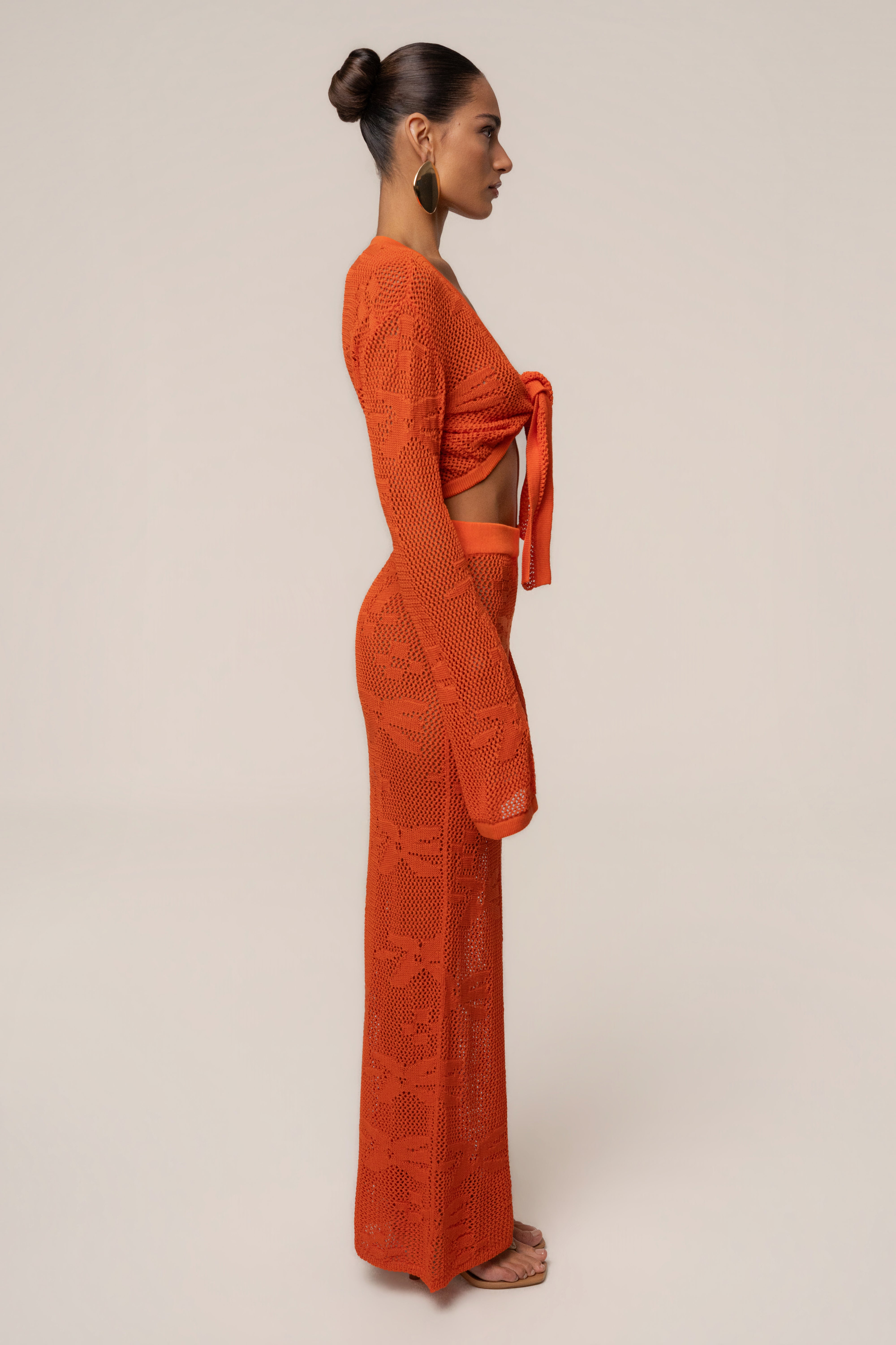 Orange Marbella Crochet Skirt Set - JLUXLABEL