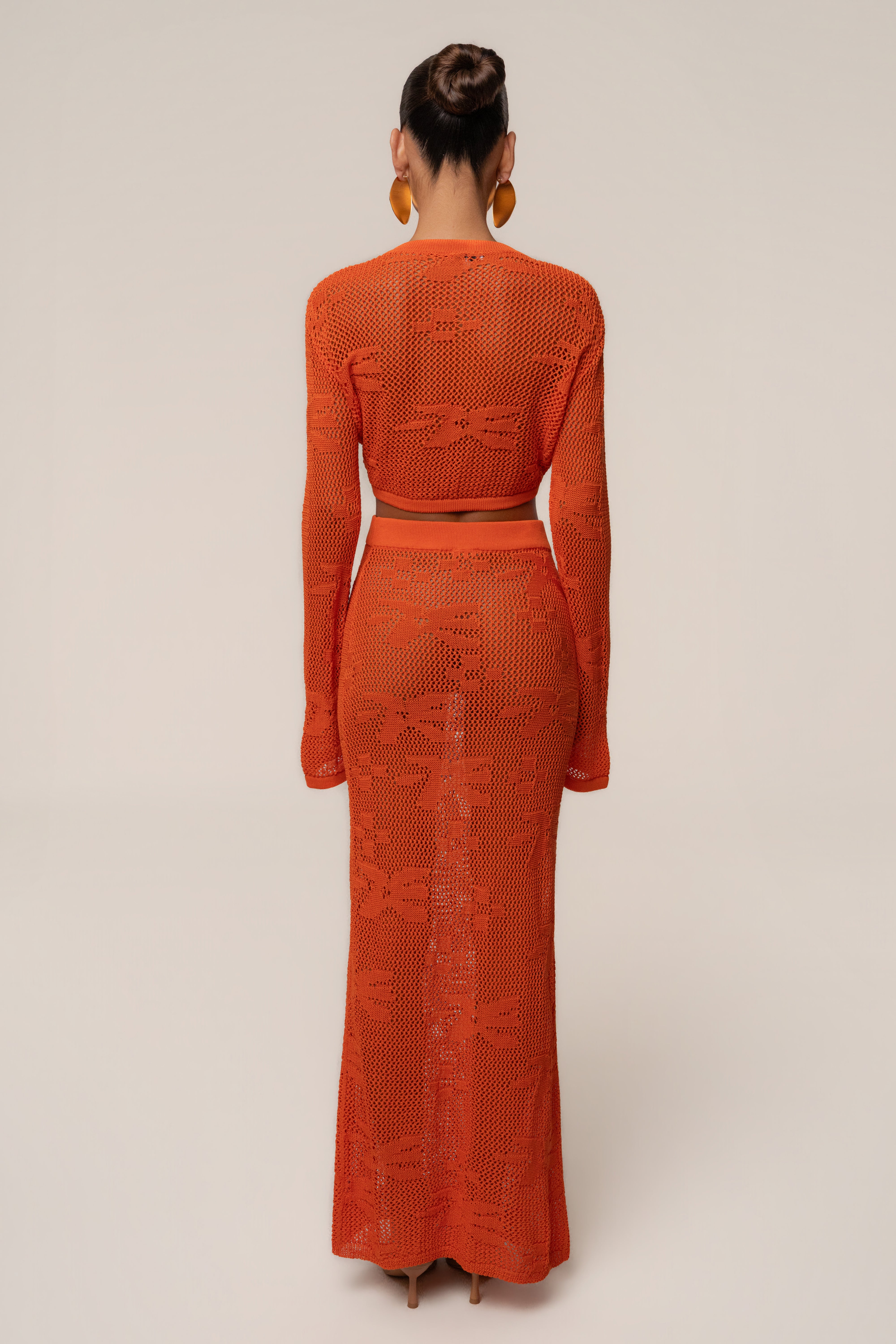 Orange Marbella Crochet Skirt Set - JLUXLABEL