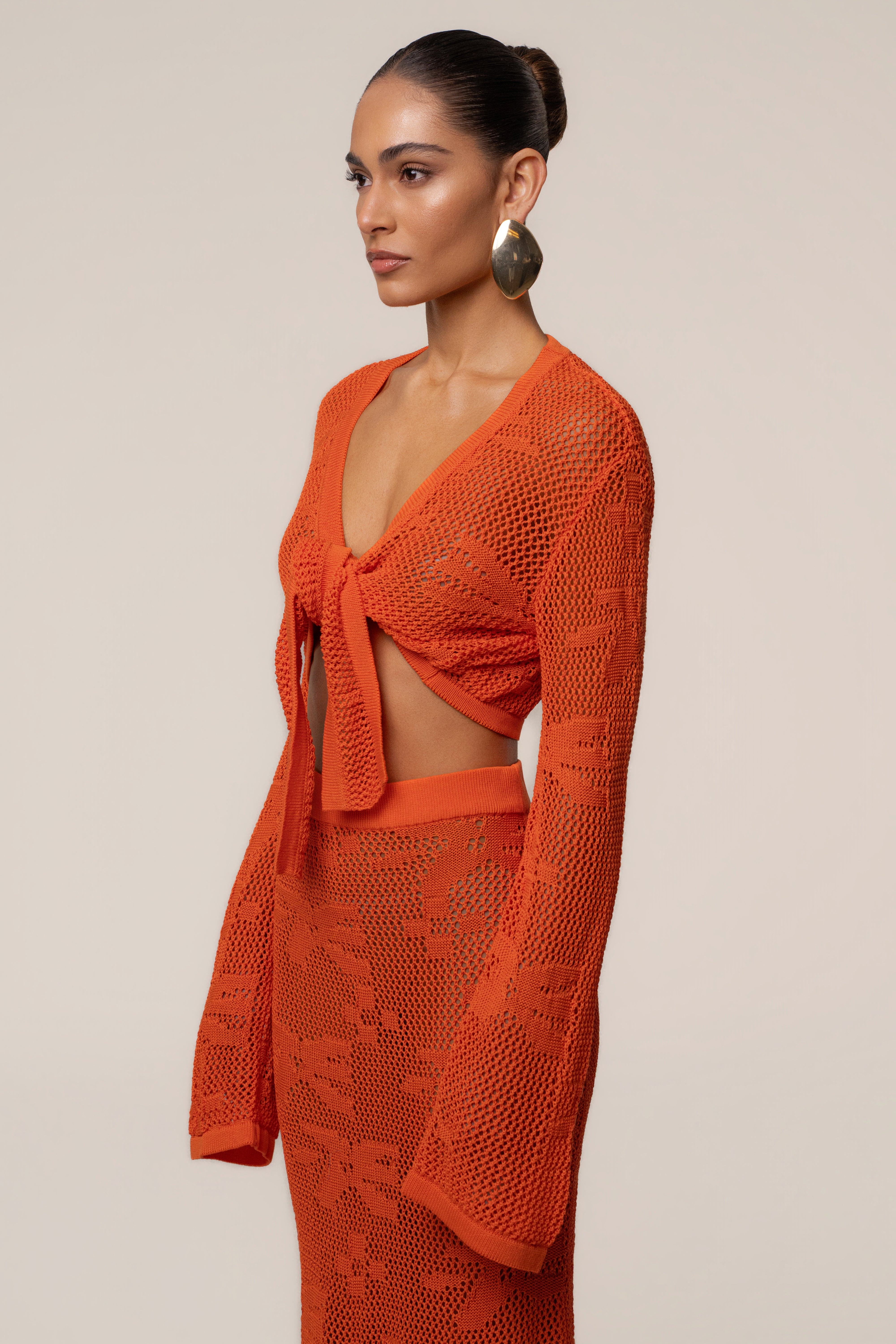 Orange Marbella Crochet Skirt Set - JLUXLABEL