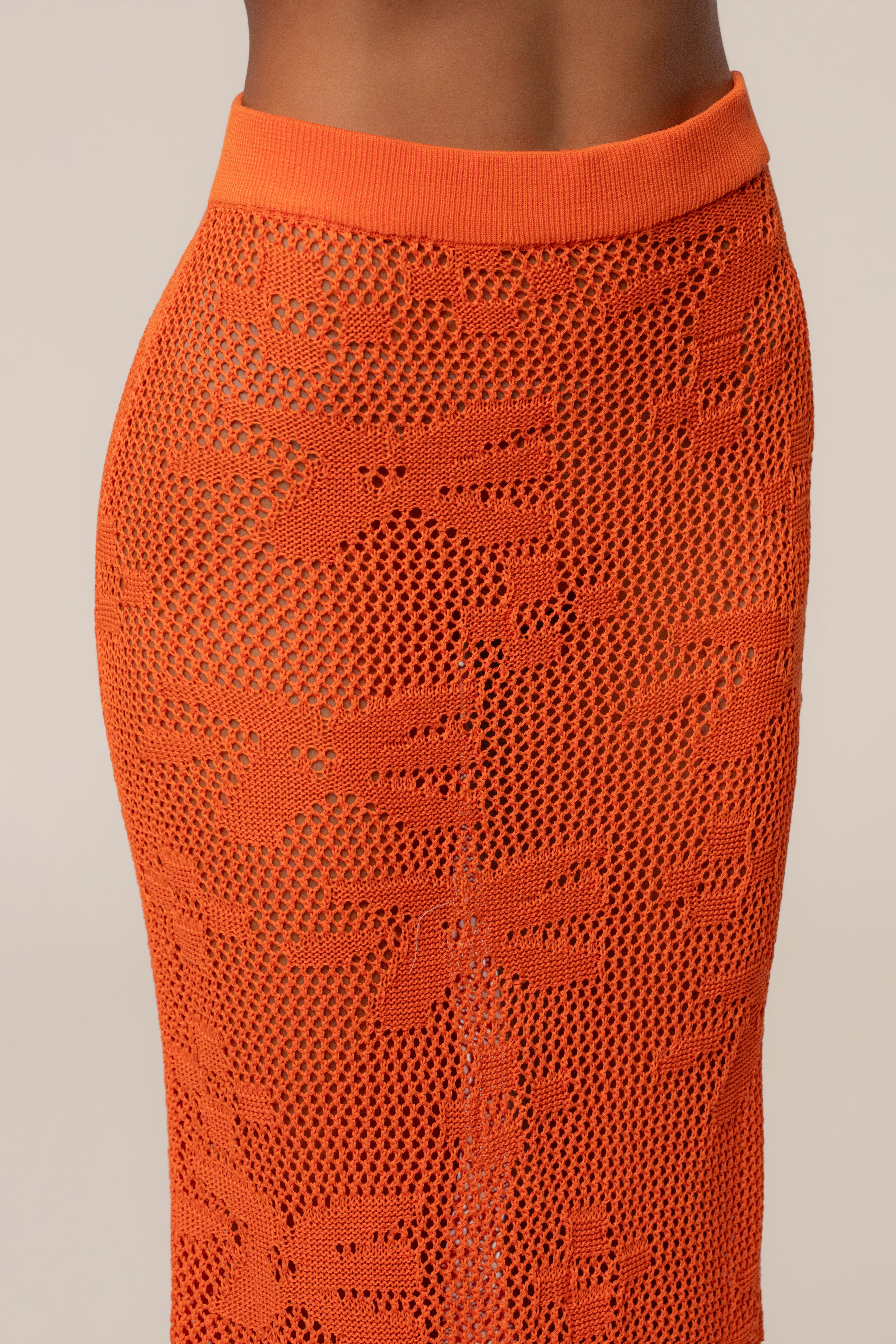 Orange Marbella Crochet Skirt Set - JLUXLABEL
