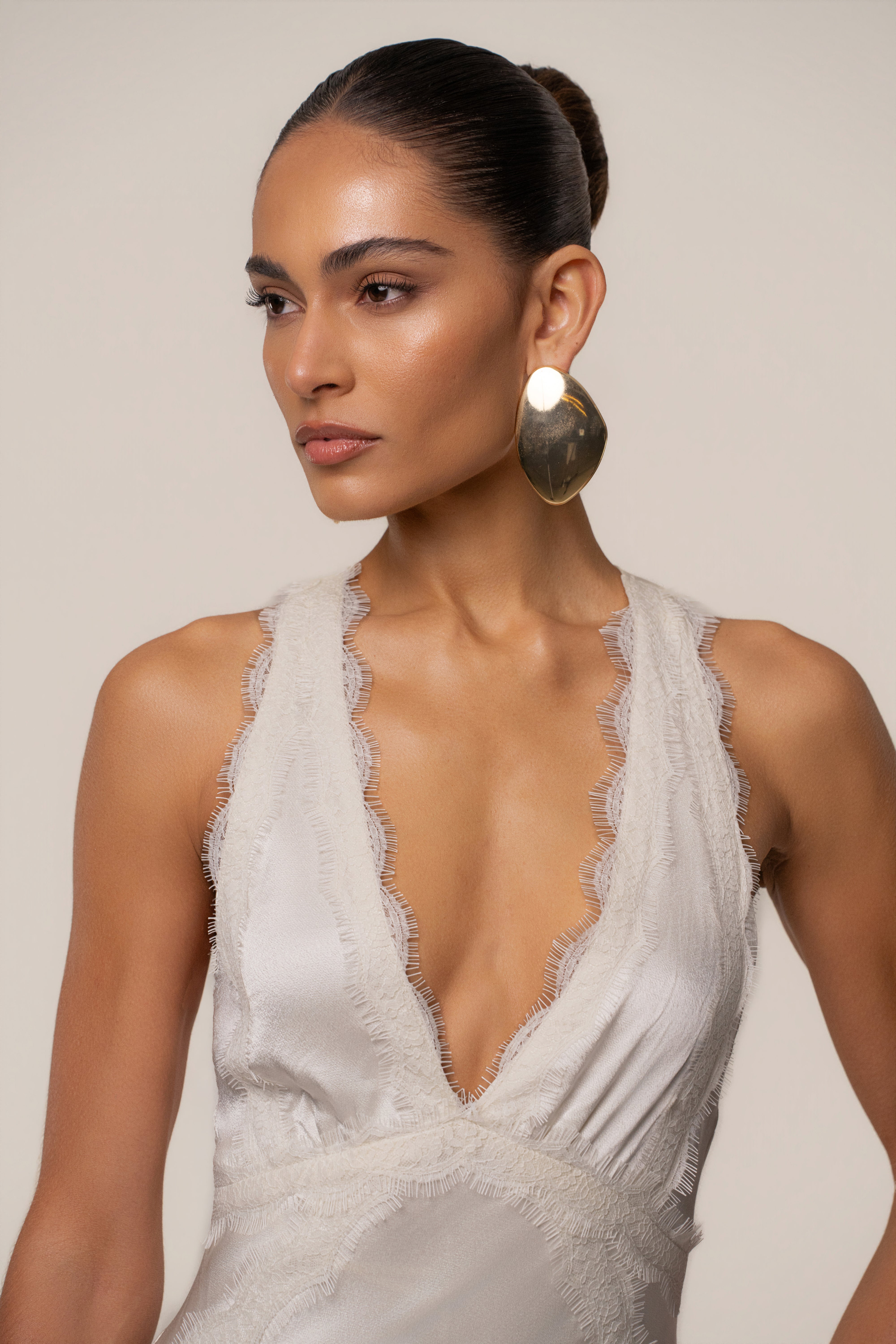 Ivory Satin Evenings Maxi Dress - JLUXLABEL