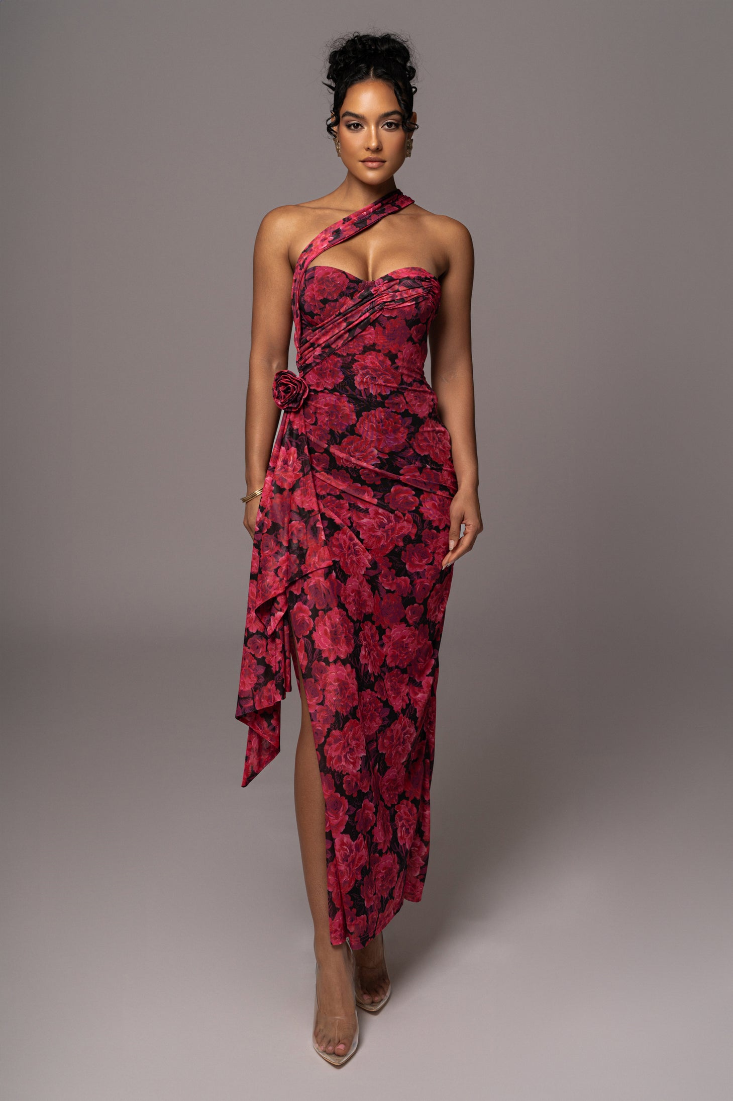 Pink Floral Villa Rosa Maxi Dress - JLUXLABEL