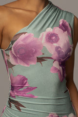 Sage Floral Eden One Shoulder Maxi Dress - JLUXLABEL
