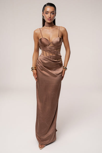 brown bustier dress Bronze Golden Hour Corset Maxi Rovga girls dresses Short Vitamins & Supplements It boasts a structured Color:Light Ivory/Light Ivory