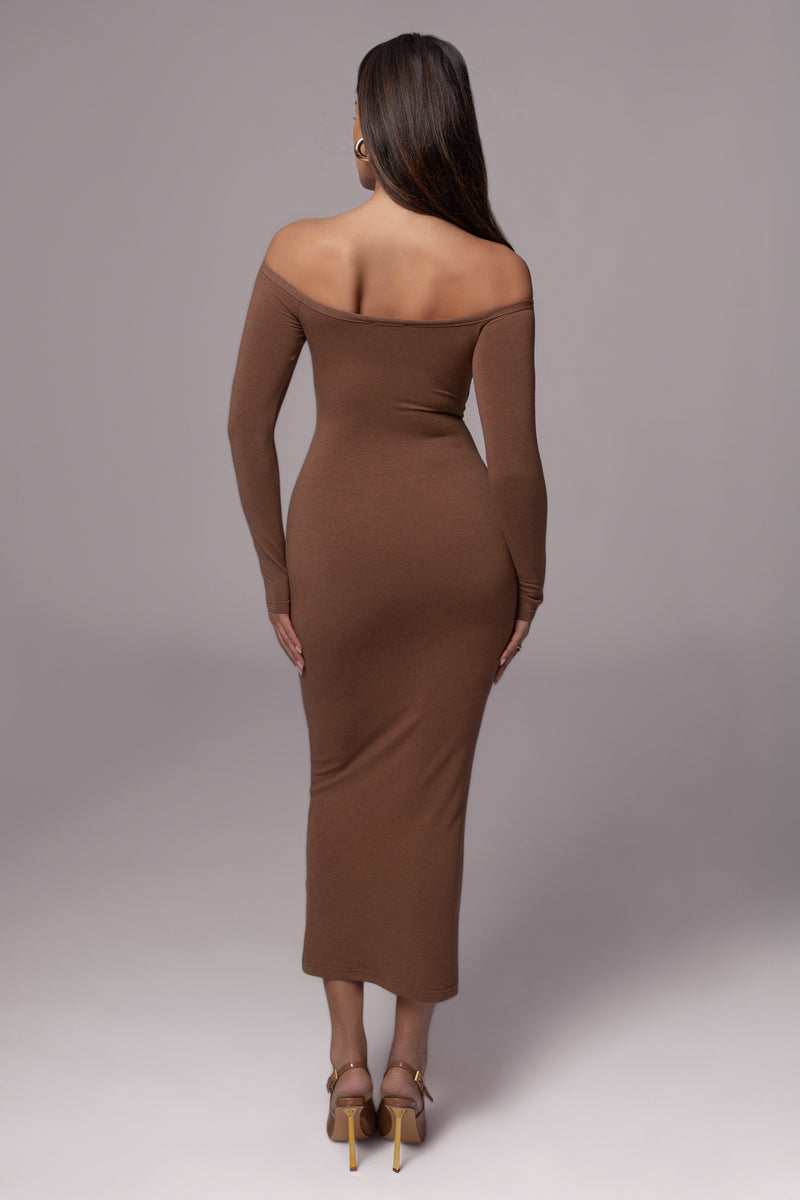 Pecan Off Shoulder Cutout Dress