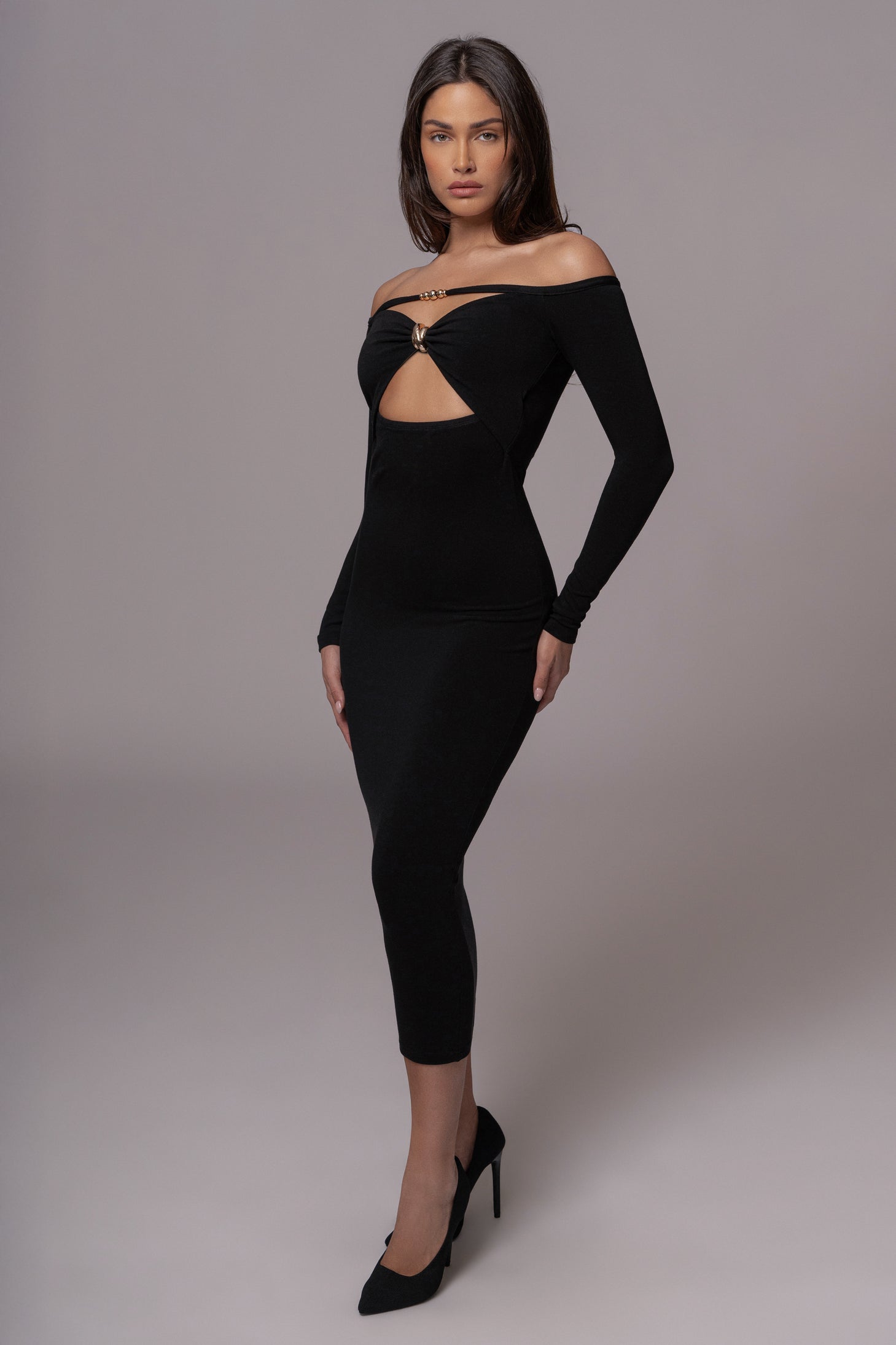 Black Off Shoulder Cutout Dress