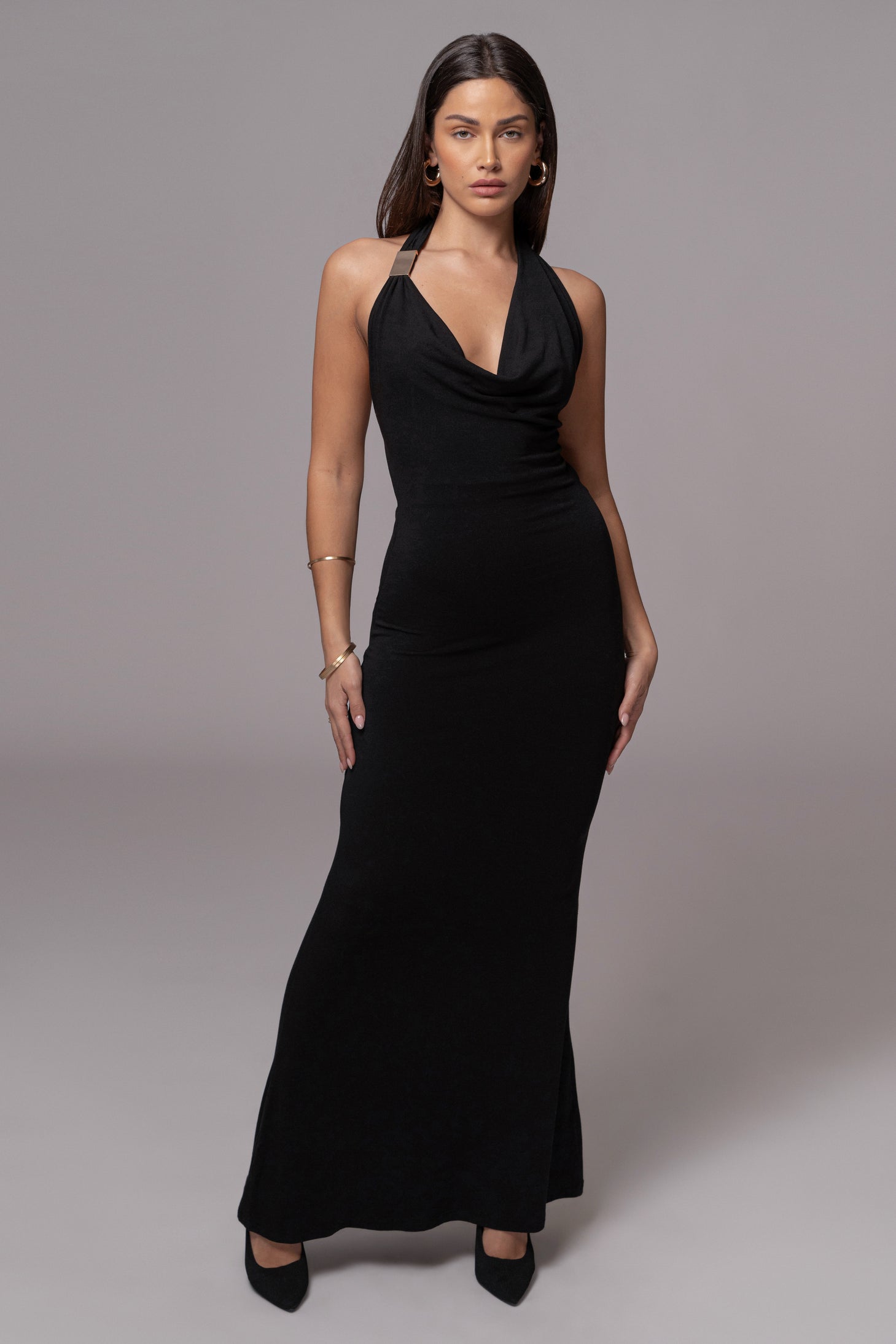 Black Aurora Draped Maxi Dress