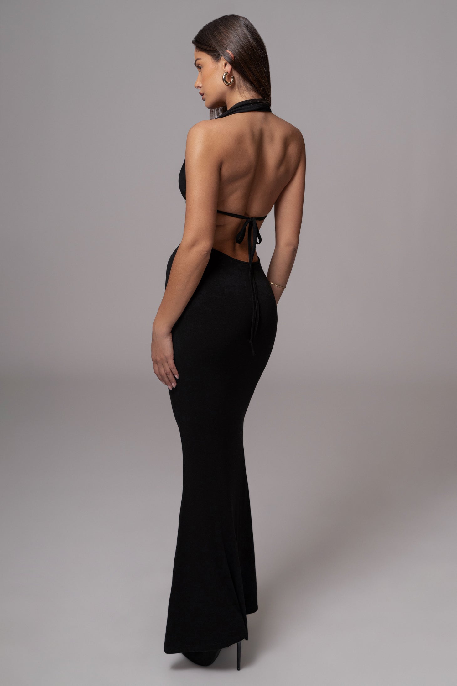 Black Aurora Draped Maxi Dress