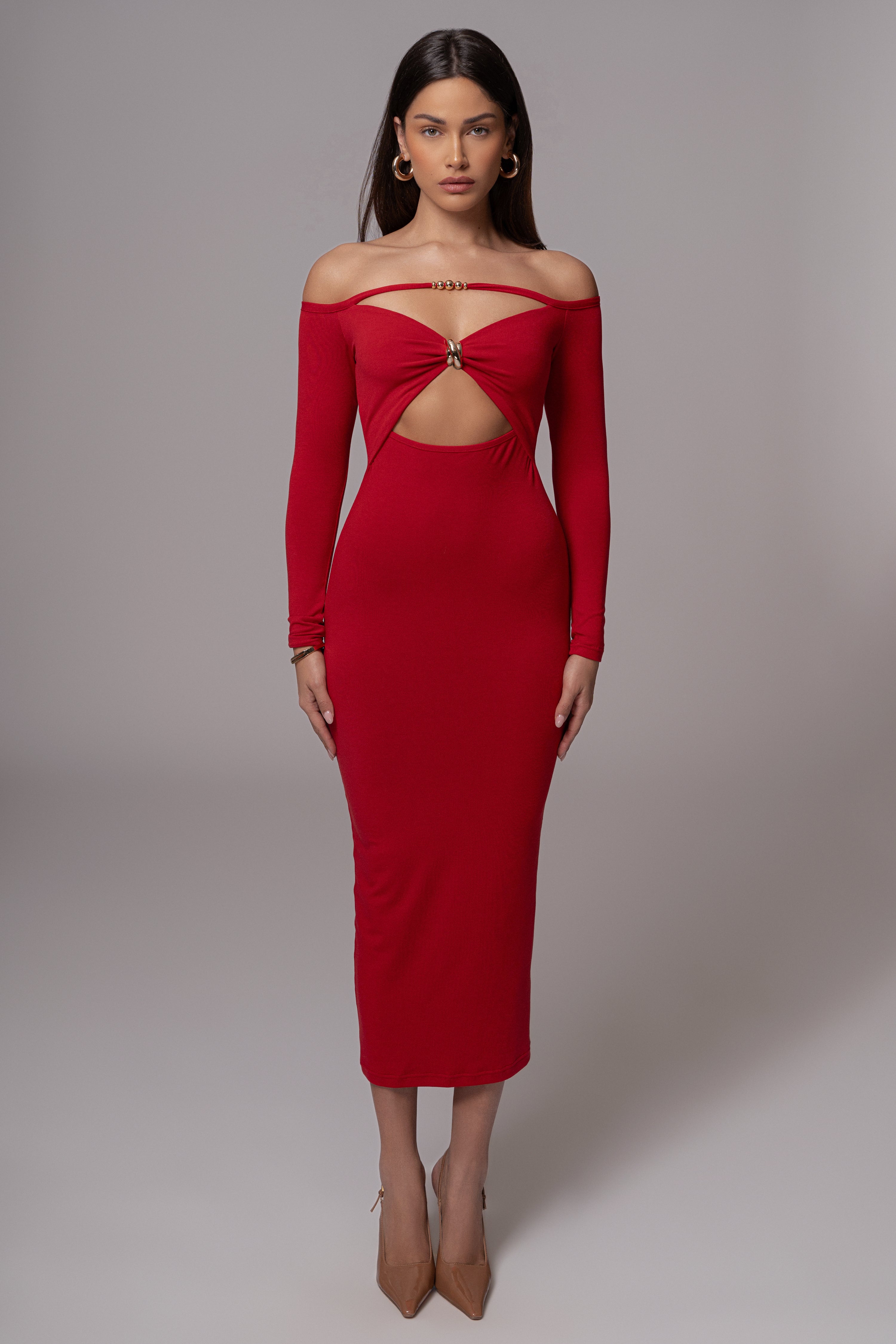 Red Off Shoulder Cutout Dress Red Off Shoulder Cutout Dress