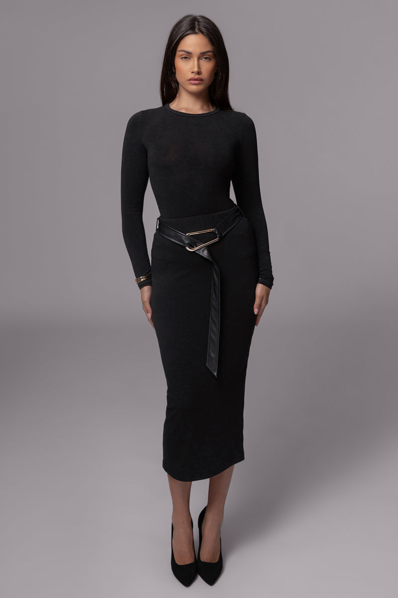 Black Belted Hourglass Skirt