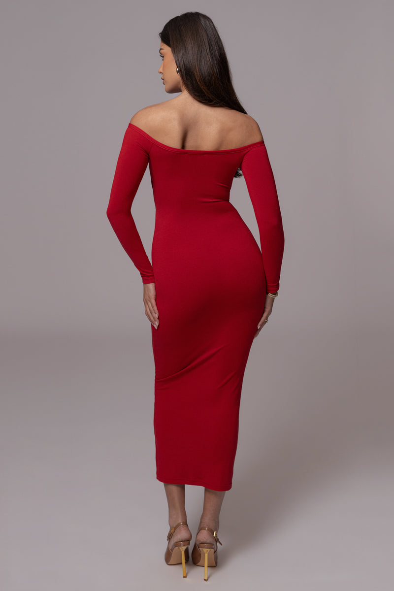 Red Off Shoulder Cutout Dress