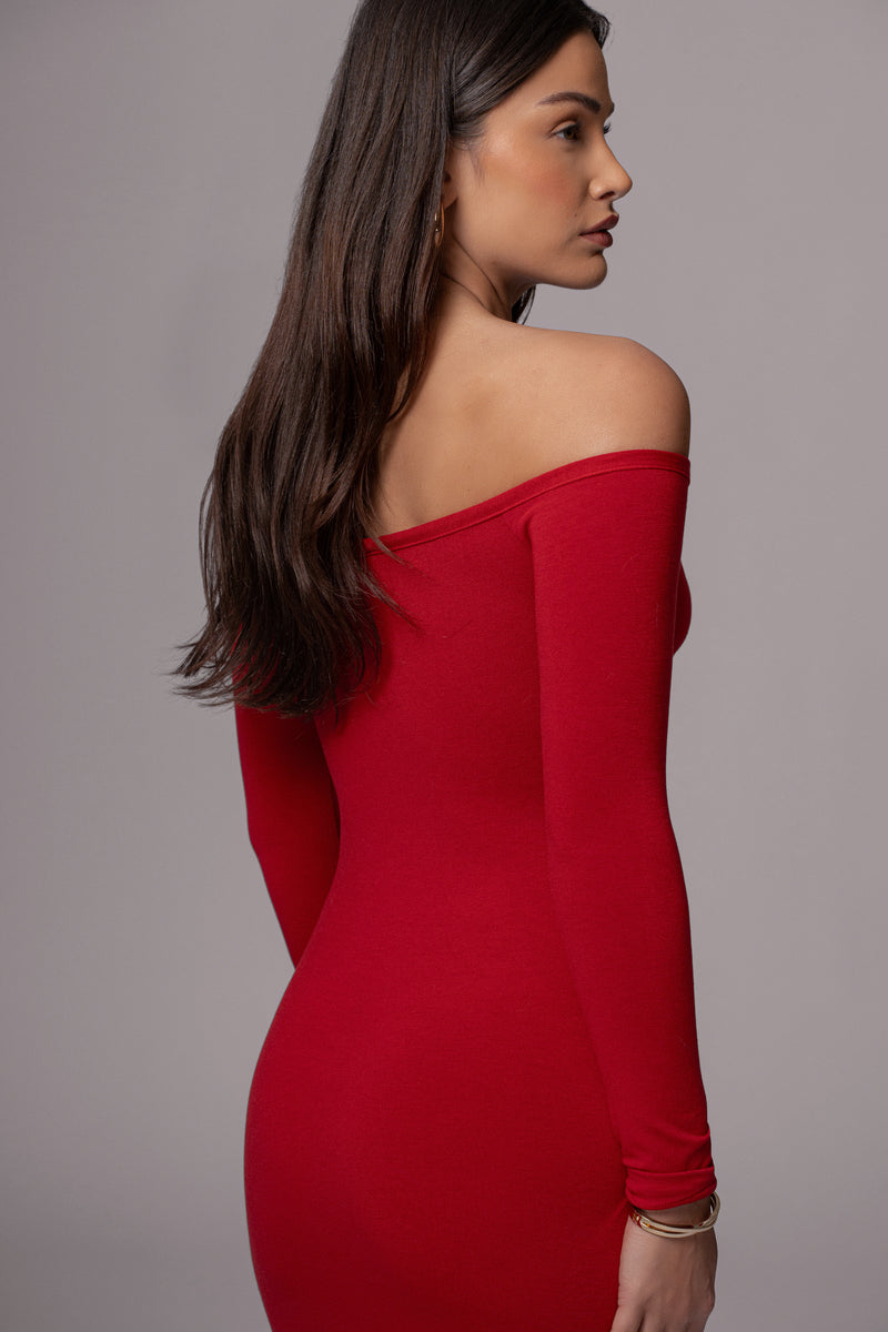 Red Off Shoulder Cutout Dress