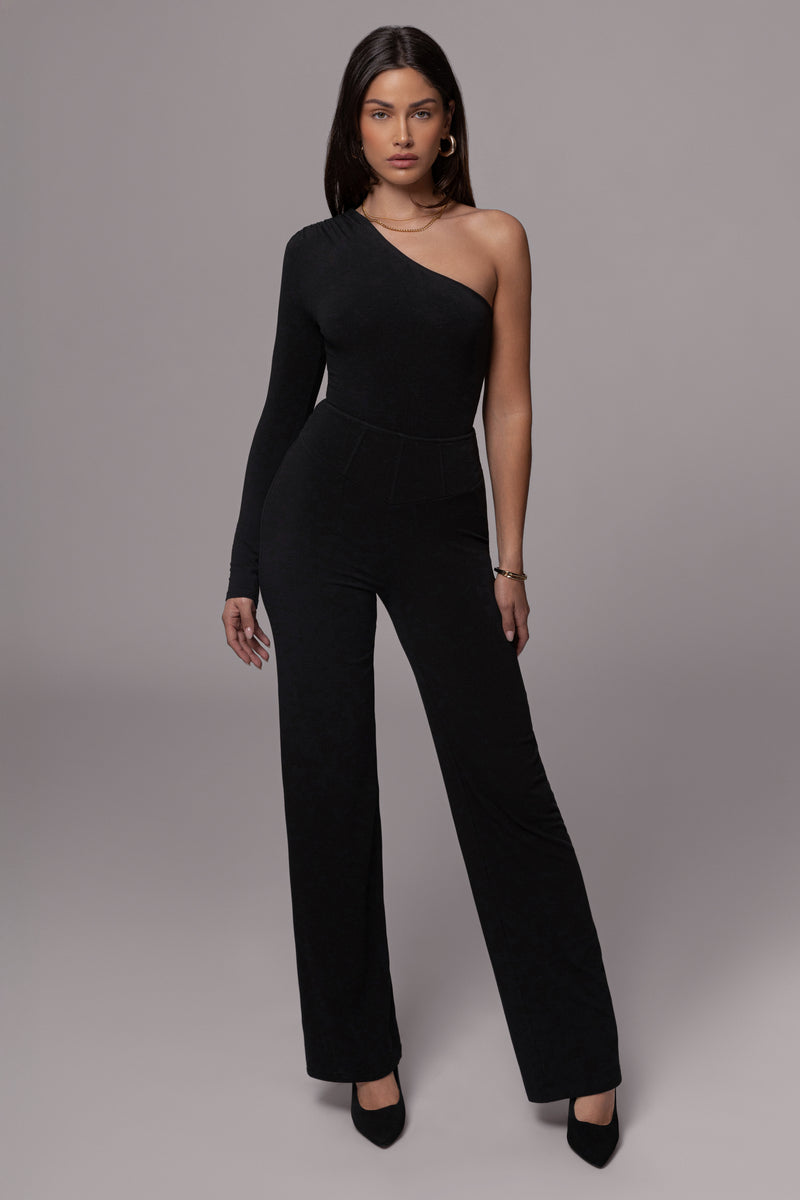 Black Effortless High Waist Pants