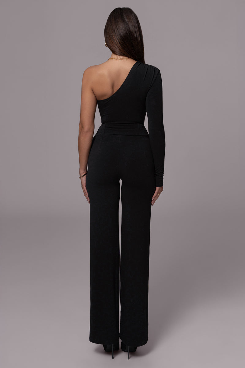 Black Effortless High Waist Pants