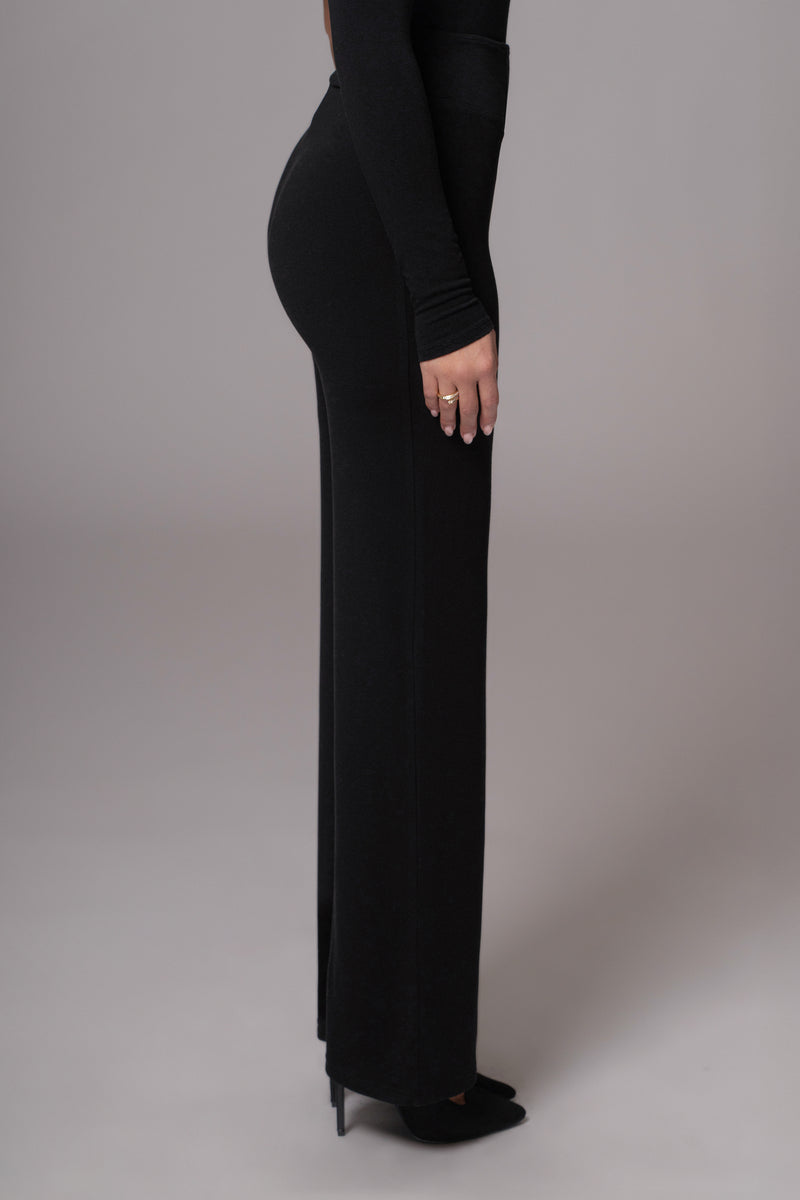 Black Effortless High Waist Pants